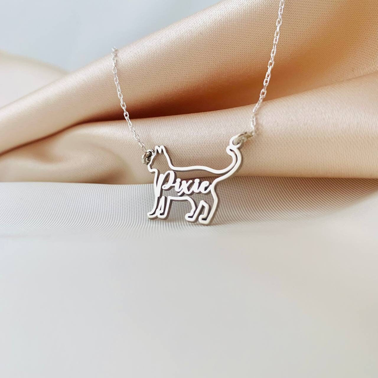Cat Necklace, Cat Necklace with Name, Custom Cat Name Necklace,Cat Breeds Jewelry, Cat Memorial Gift, Cat Mom Gitfs, Cat Loss Gift
