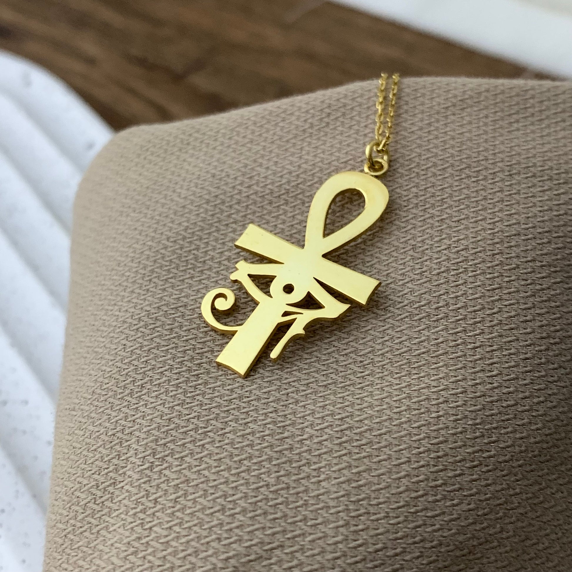 Gold Eye of Ra Necklace, Ankh Necklace, Eygptian Symbol, Ankh Necklace for Women, Eye Of Horus Necklace, Cross Necklace, Ancient Egyptian