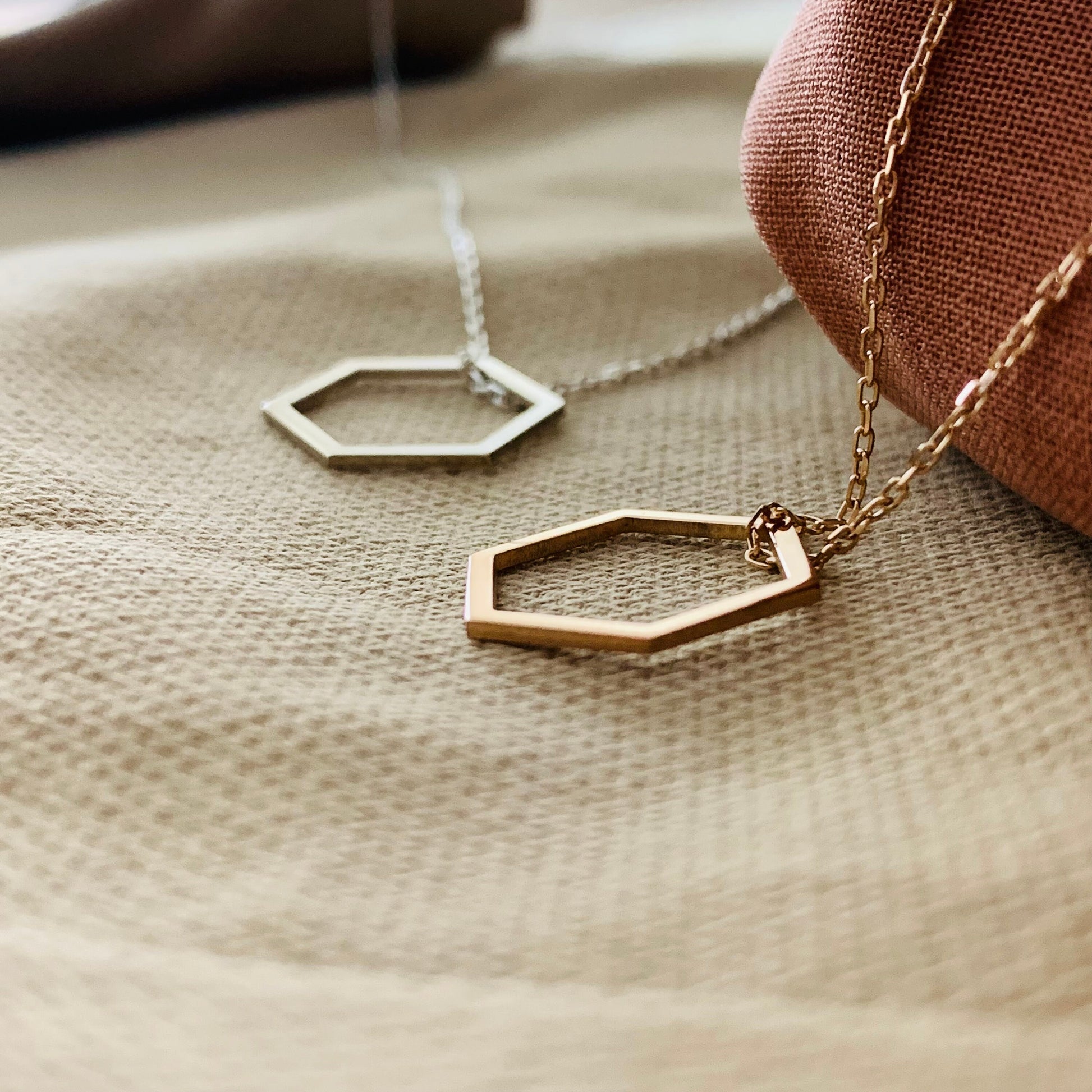 Dainty Hexagon Pendant, Simple Silver Hexagon Necklace, Honeycomb Necklace, Geometric Necklace, Layered Necklace, 14K Gold Hexagon Necklace