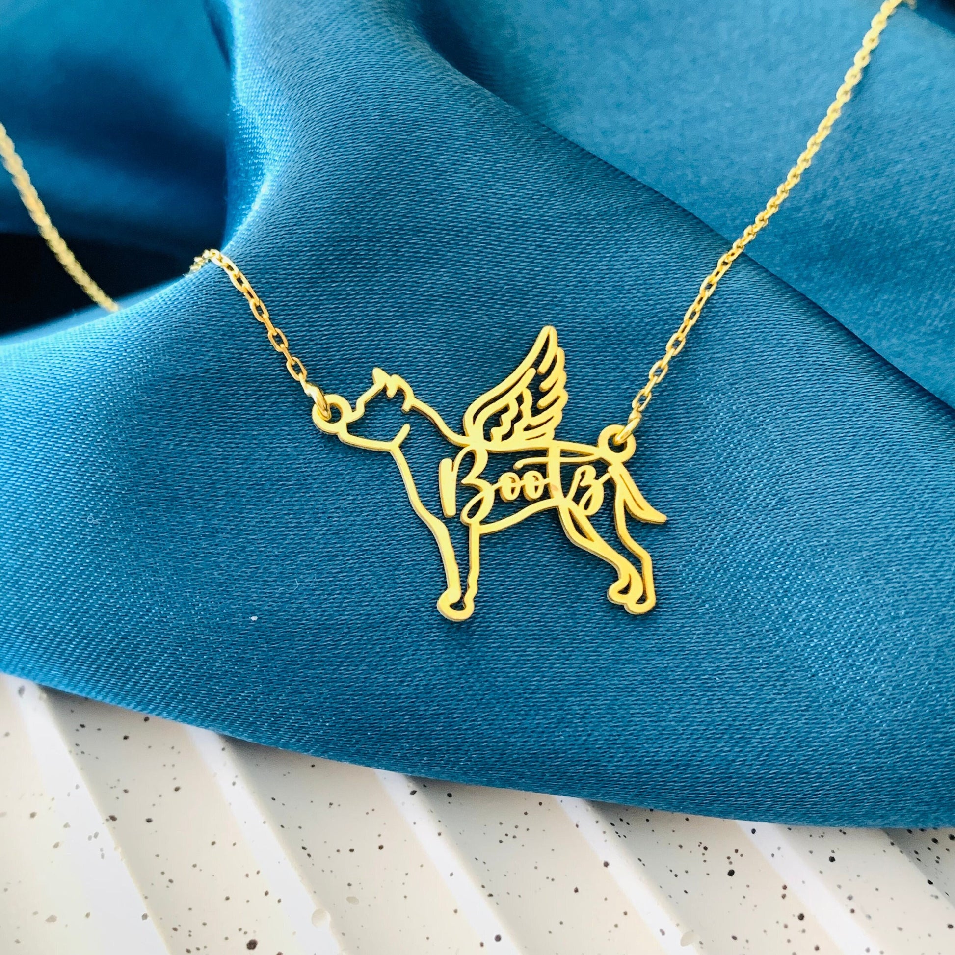 Dog necklace, Dog memorial name necklace