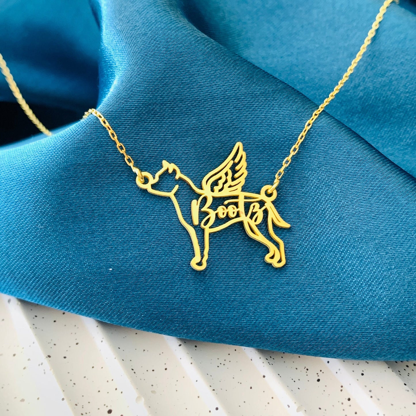 Dog necklace, Dog memorial name necklace