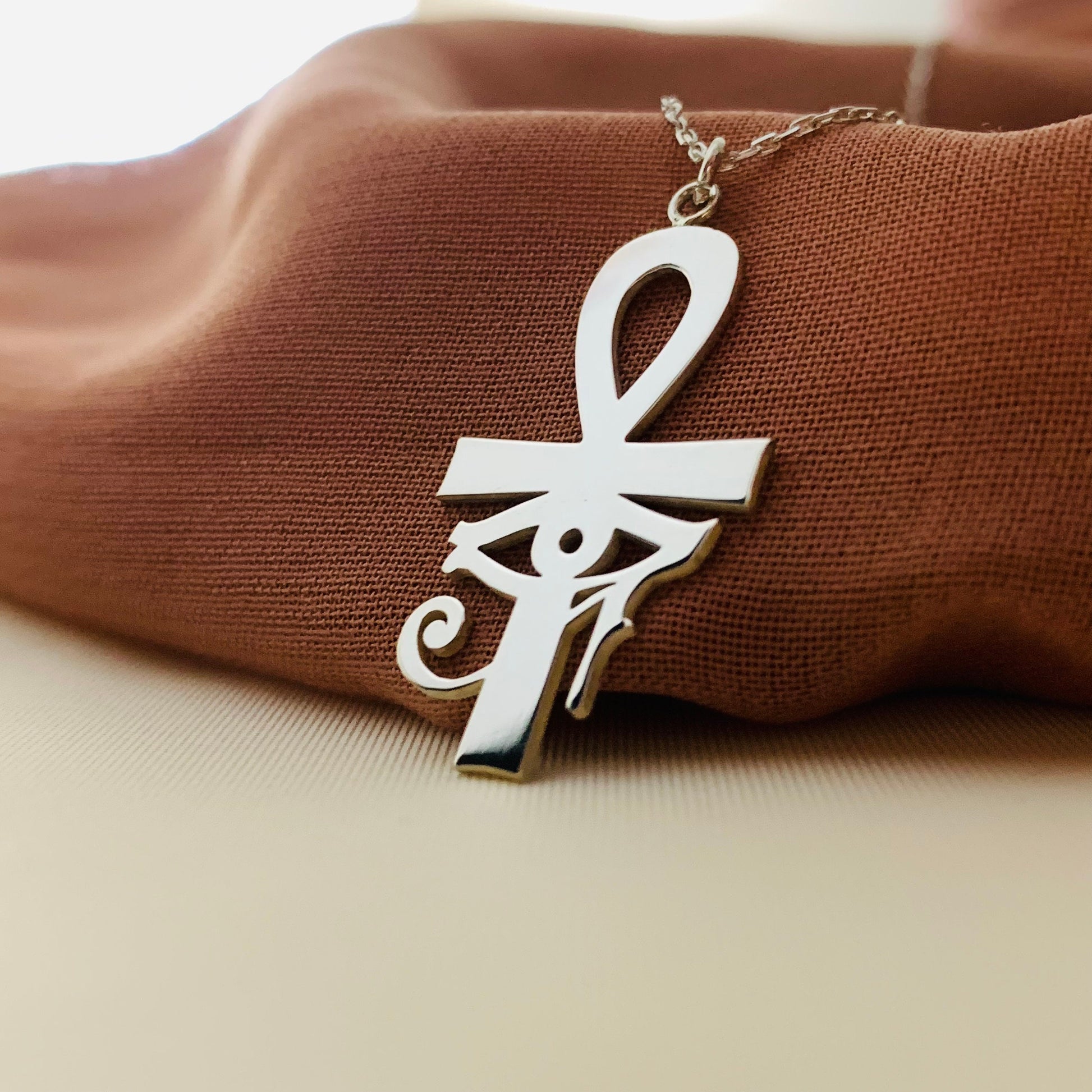 Ankh Necklace • Egyptian Eye of Ra Necklace • Spiritual Protection Jewelry • Ancient Symbol Pendant • Egyptian Cross Charm • Spiritual Gifts