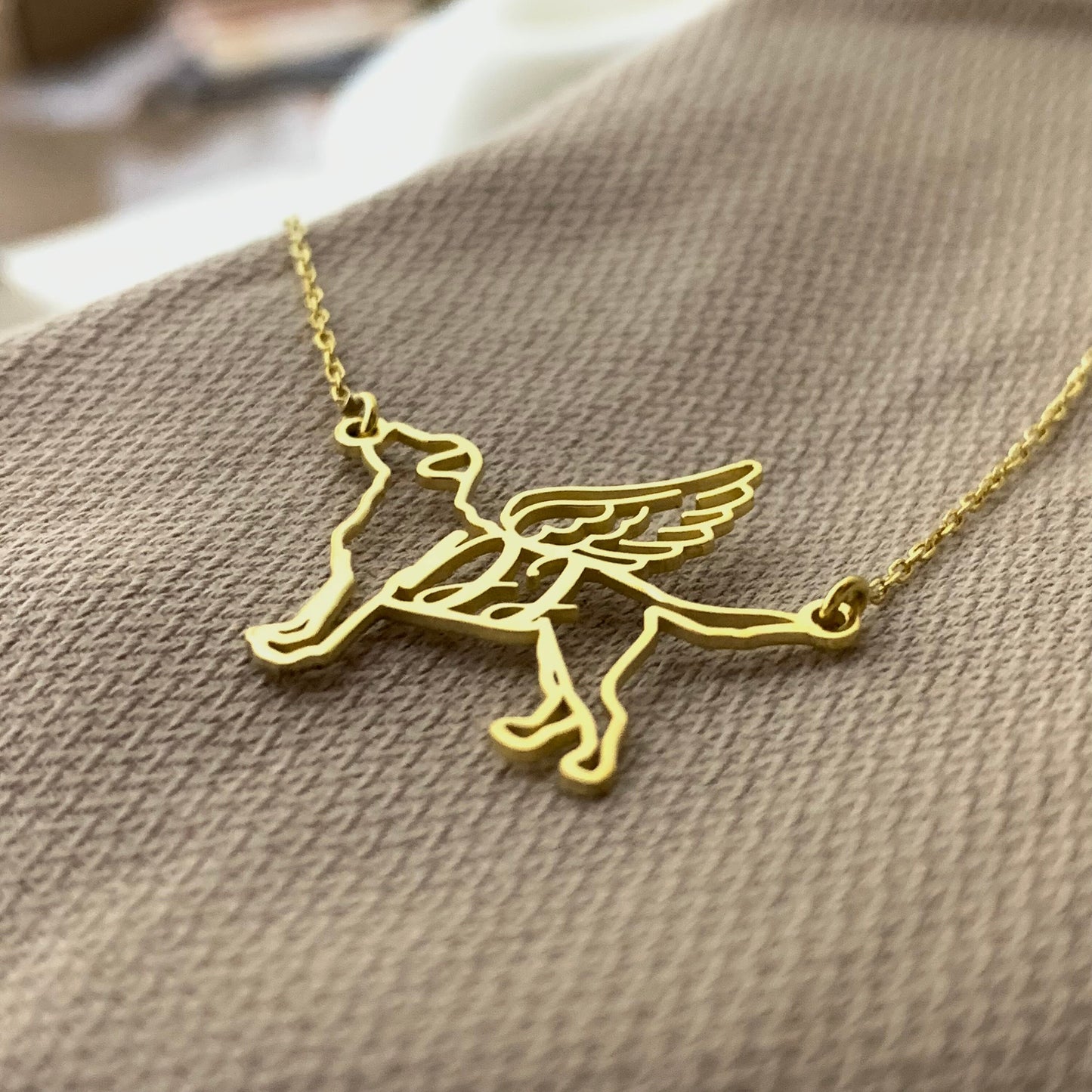 Dog Necklace, Dog Memorial Name Necklace, Dog Memorial Necklace with Angel Wings, Personalized Dog Name Necklace with Wings, Dog mom gifts