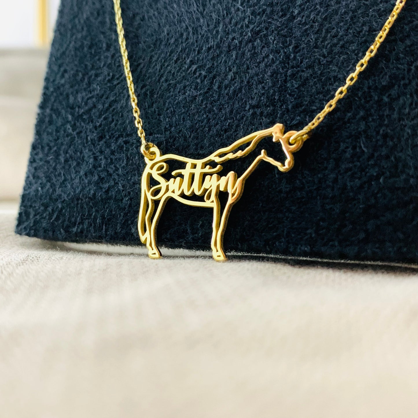 Quarter Horse Necklace, Personalized Quarter Horse Name Necklace, Quarter Horse Memorial Gift, Quarter Horse Riding Gift, Horse Jockey Gift