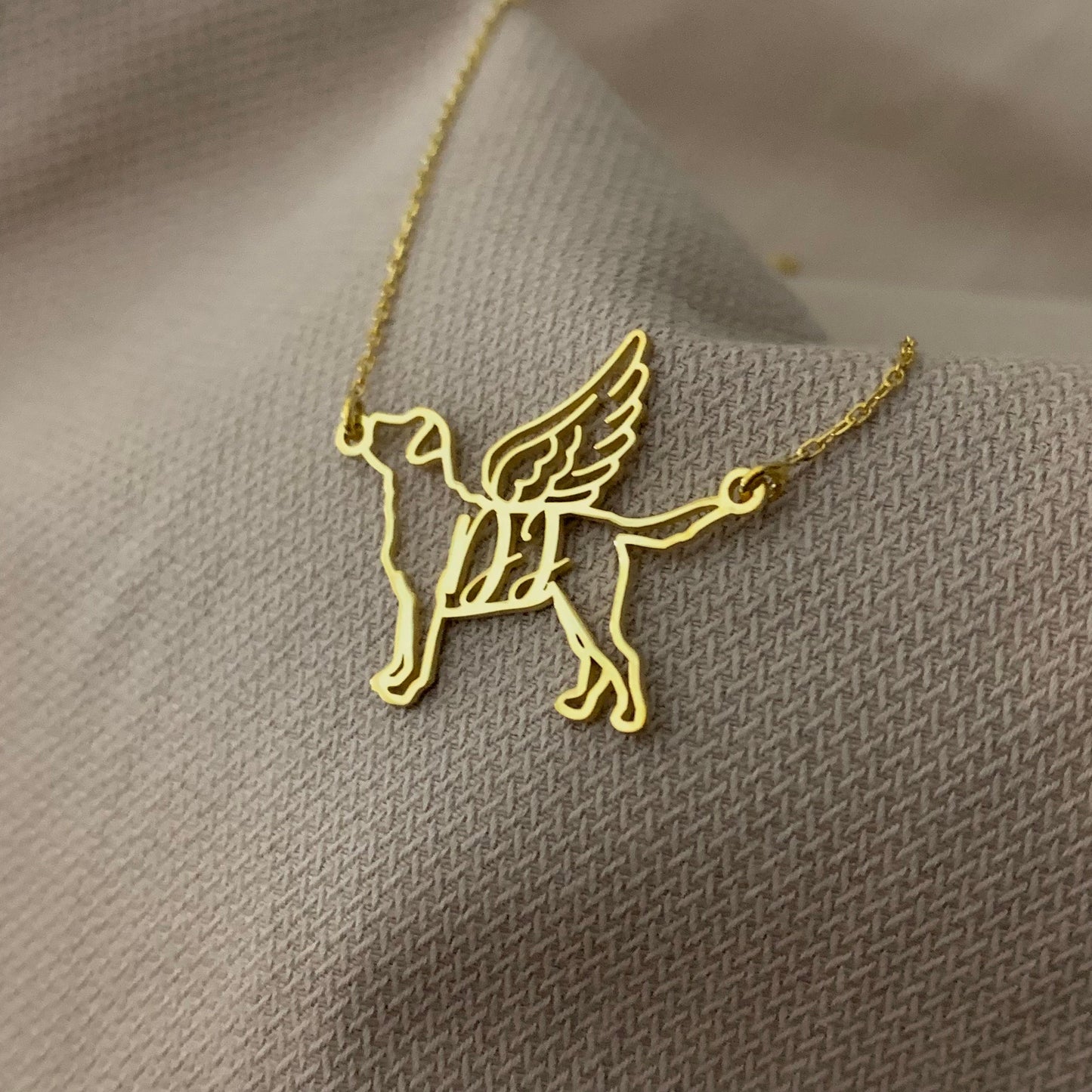 Dog necklace, Dog memorial name necklace, Dog memorial necklace, Dog breed silhouette necklace, Dog necklace with angel wings, Dog mom gifts