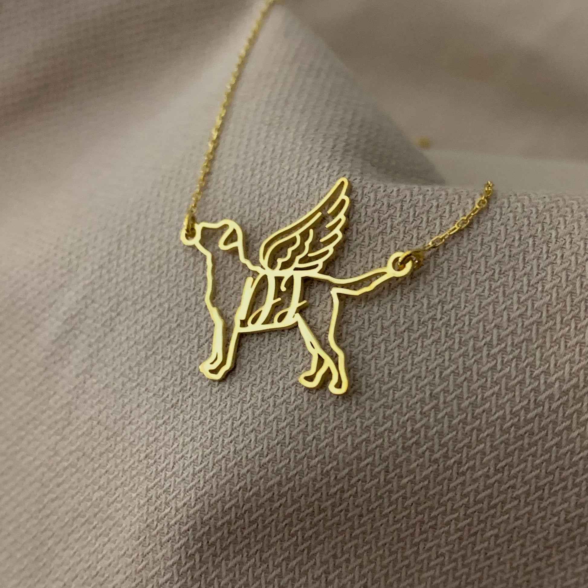Dog necklace, Dog memorial name necklace, Dog memorial necklace, Dog breed silhouette necklace, Dog necklace with angel wings, Dog mom gifts
