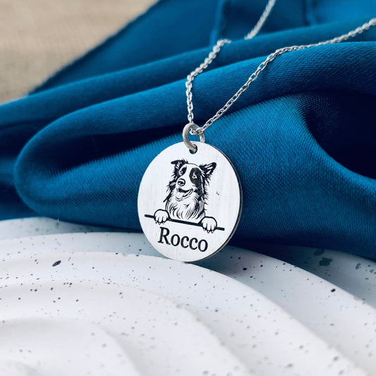 Dog name necklace, Dog breed silhouette necklace, Custom dog breed necklace, Pet memorial necklace, Pet portrait pendant, Gifts For Dog Mom