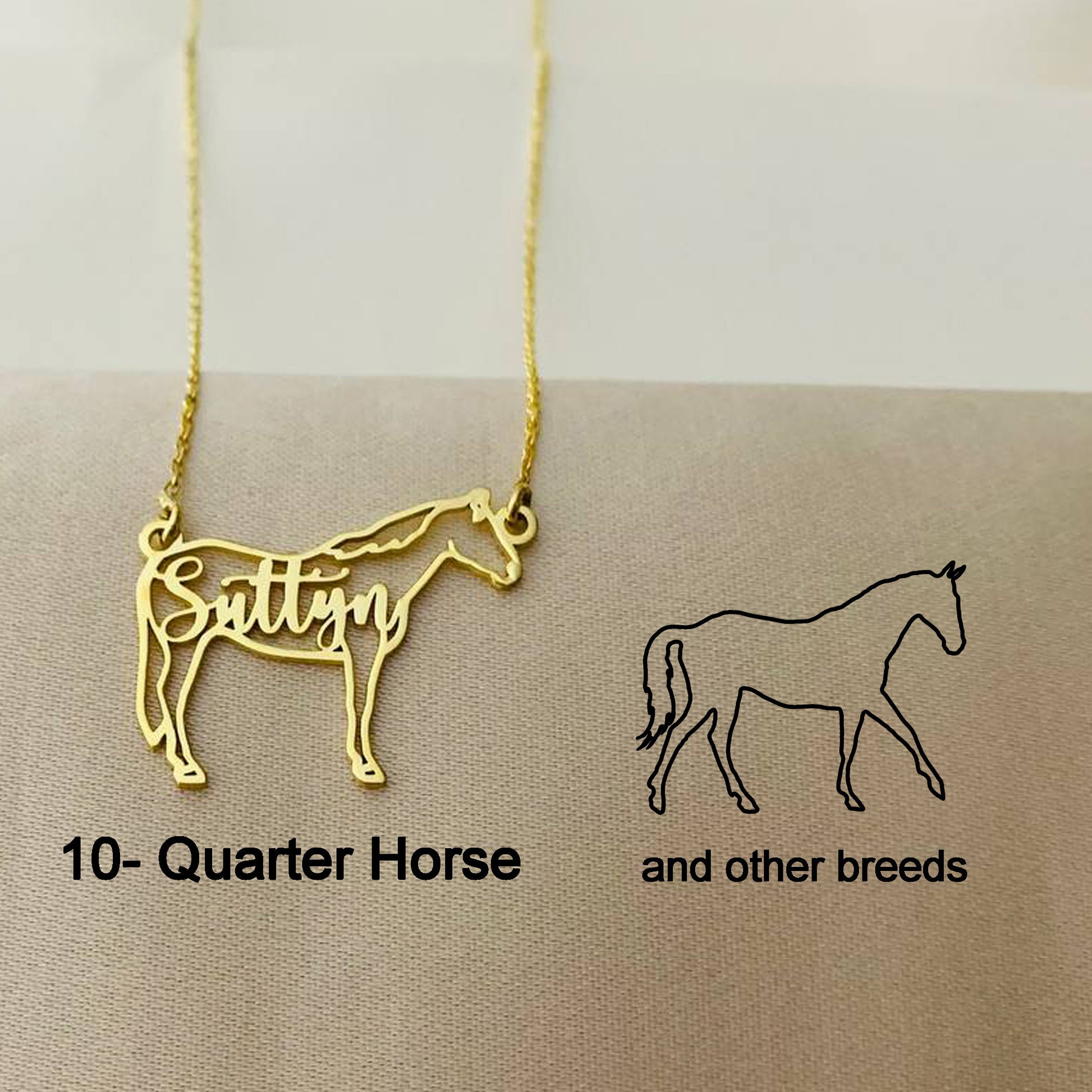 Quarter Horse Necklace, Personalized Quarter Horse Name Necklace
