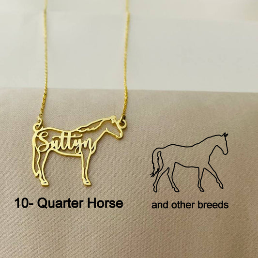 Quarter Horse Necklace, Personalized Quarter Horse Name Necklace