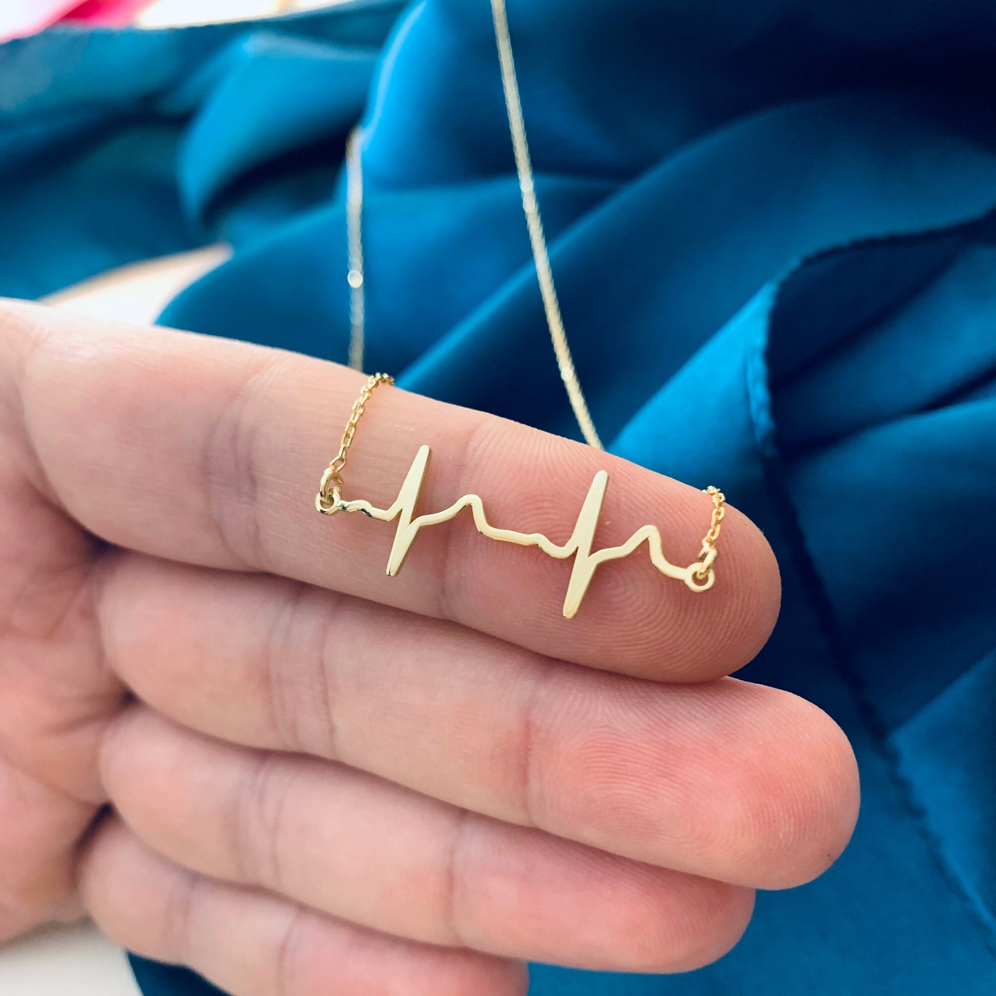 Heartbeat EKG Necklace, Sterling Silver Heartbeat Necklace, Heartbeat Rhythm Silver Pendant, Gift for First Responder, nursing gift