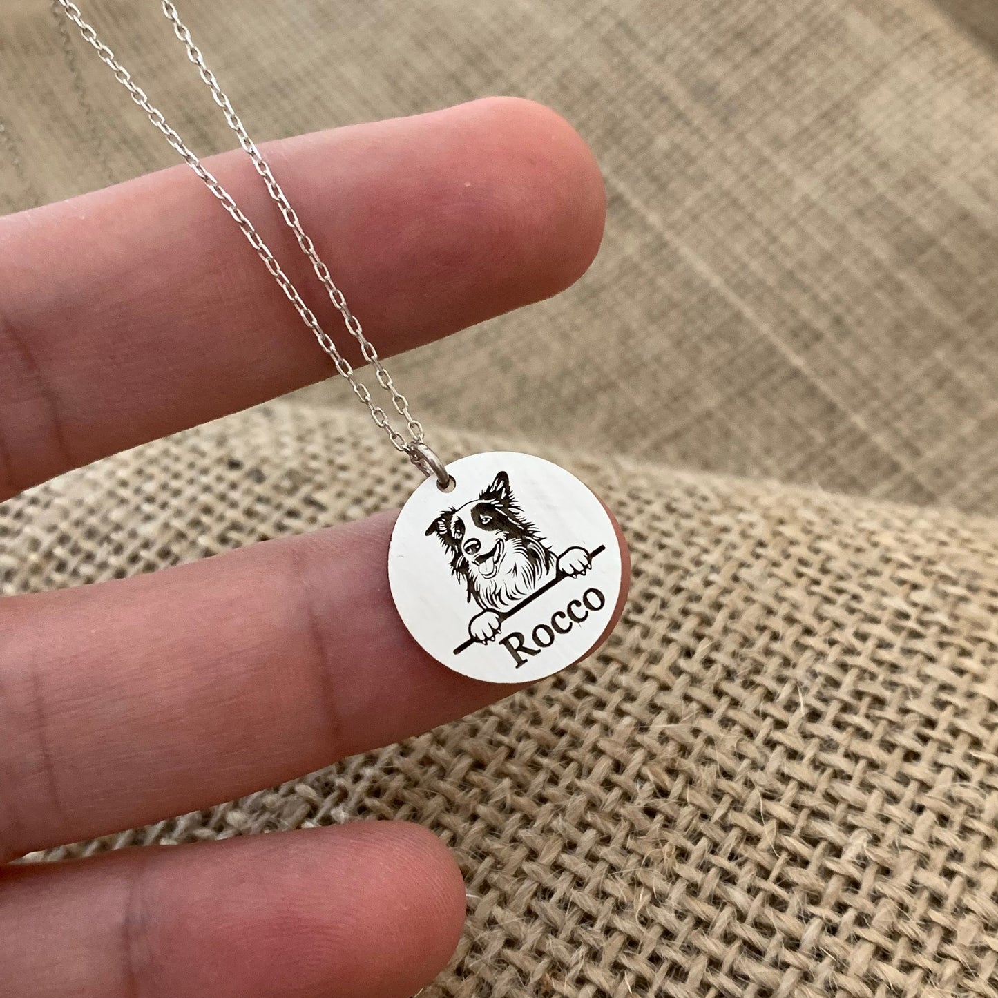 Custom Dog Necklace with Name, Custom Pet Portrait Necklace, Personalized Dog Mom Gift, Pet Memorial Engraved Necklace, Gift for Pet Lover