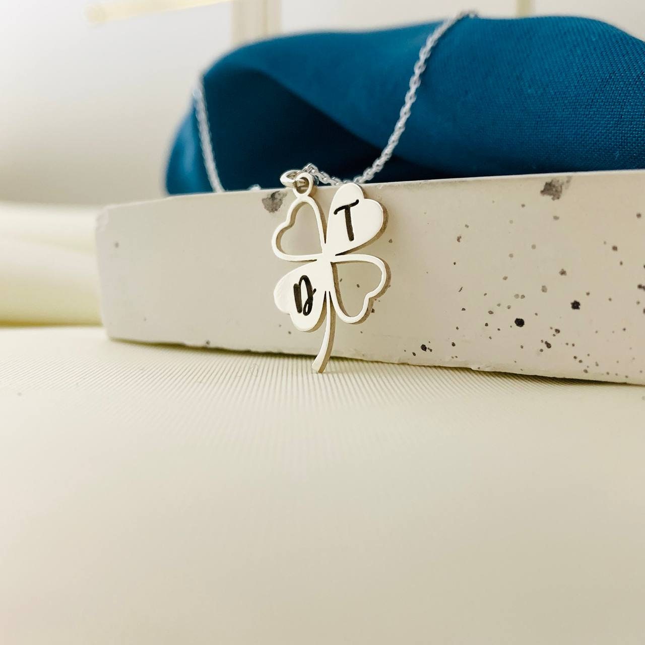 Shamrock Necklace, 925 Sterling Silver Shamrock Necklace, Lucky Shamrock Necklace, Shamrock Necklace with Name, Clover Necklaces for Women