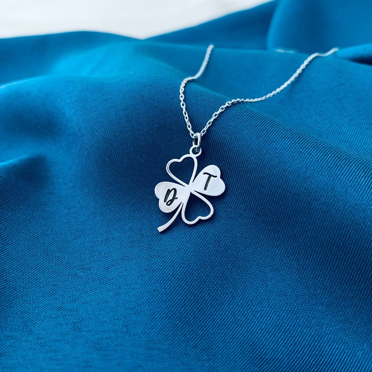 Shamrock Necklace, 925 Sterling Silver Shamrock Necklace, Lucky Shamrock Necklace, Shamrock Necklace with Name, Clover Necklaces for Women