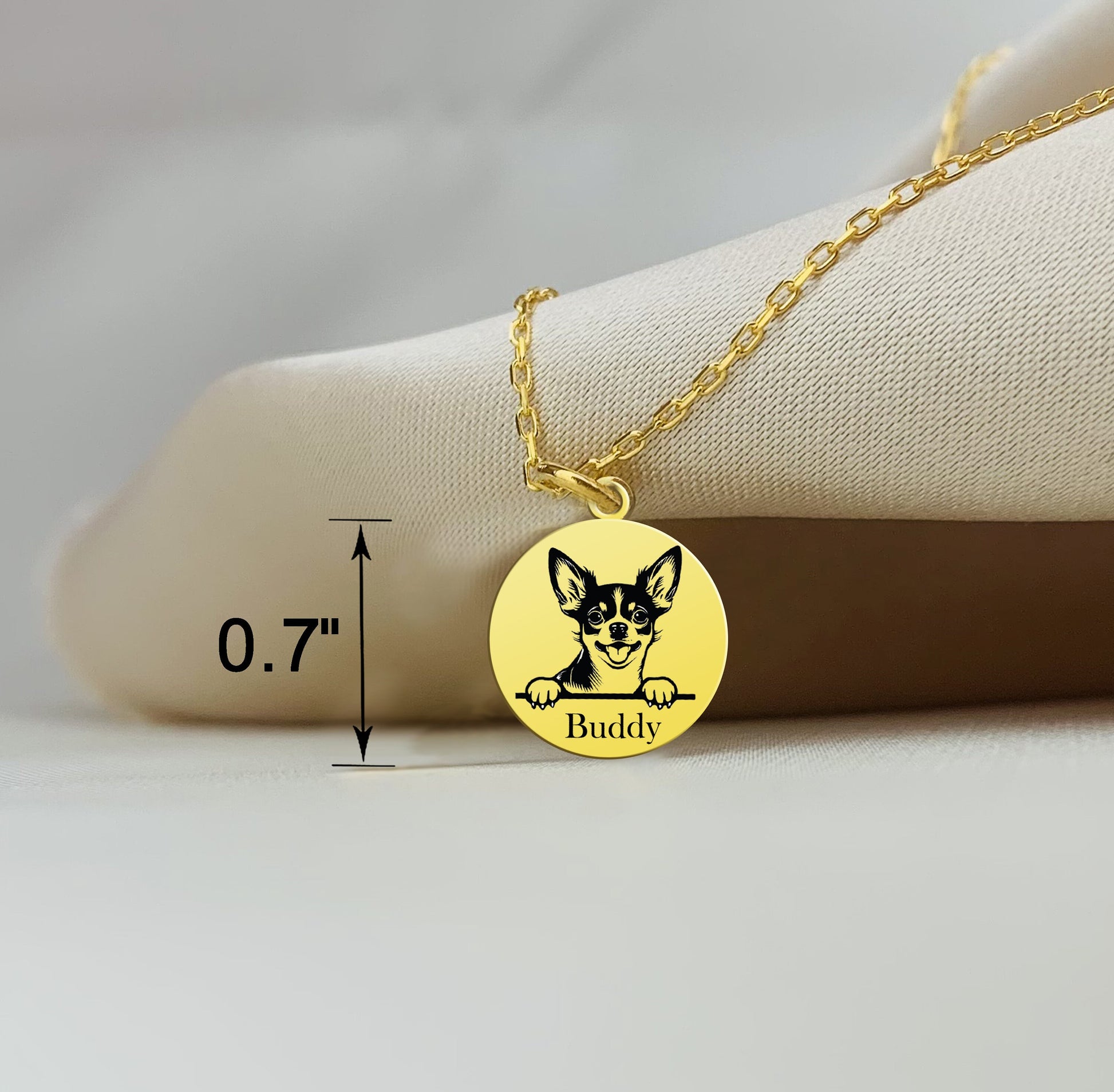 Custom Dog Necklace with Name, Custom Pet Portrait Necklace, Personalized Dog Mom Gift, Pet Memorial Engraved Necklace, Gift for Pet Lover