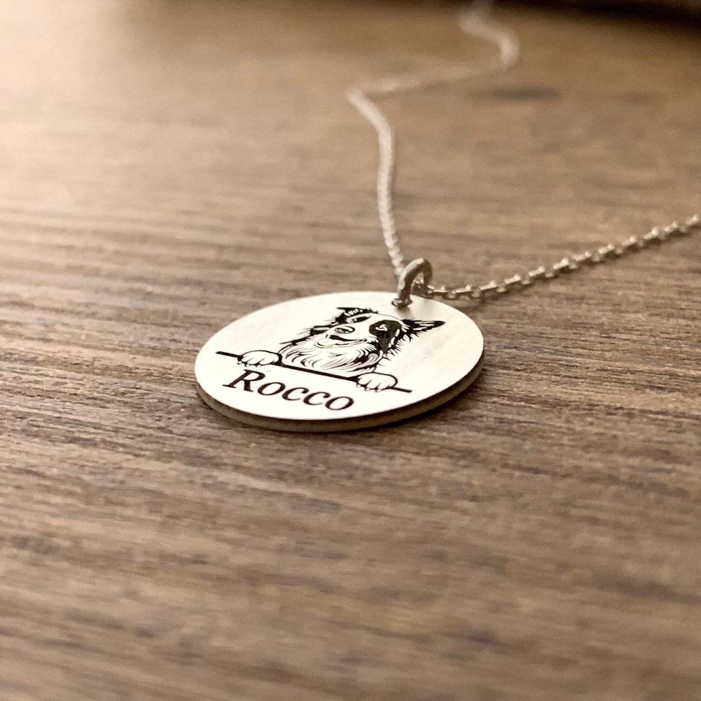 Custom Dog Necklace with Name, Custom Pet Portrait Necklace, Personalized Dog Mom Gift, Pet Memorial Engraved Necklace, Gift for Pet Lover