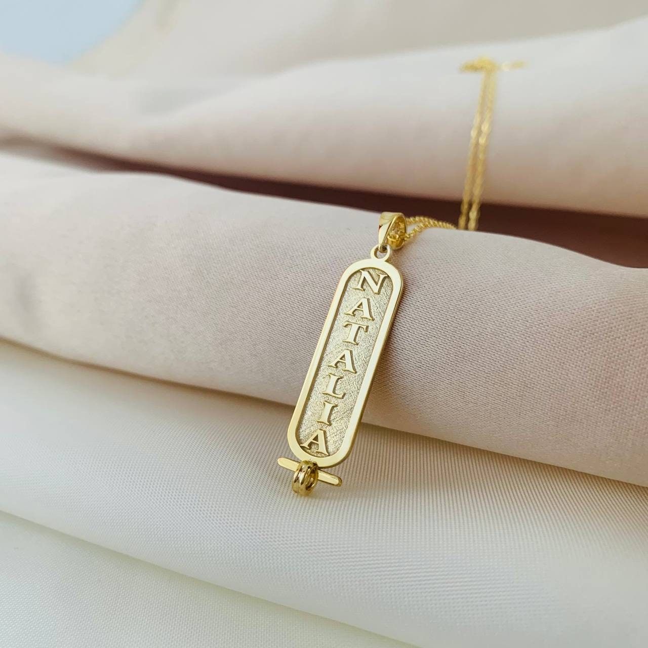 Custom Double - Sided Name Necklace, Double Sided Name Necklace for Couples, Name Necklace for Best Friends, Cartouche Bar Name Necklace