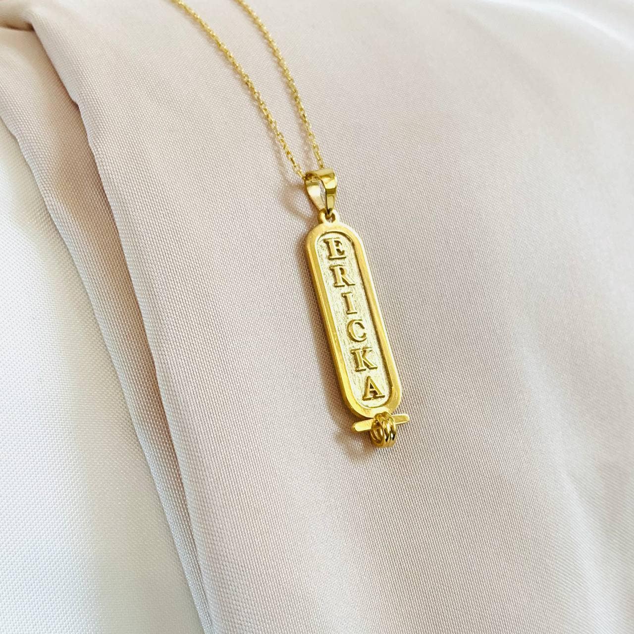 Custom Double - Sided Name Necklace, Double Sided Name Necklace for Couples, Name Necklace for Best Friends, Cartouche Bar Name Necklace