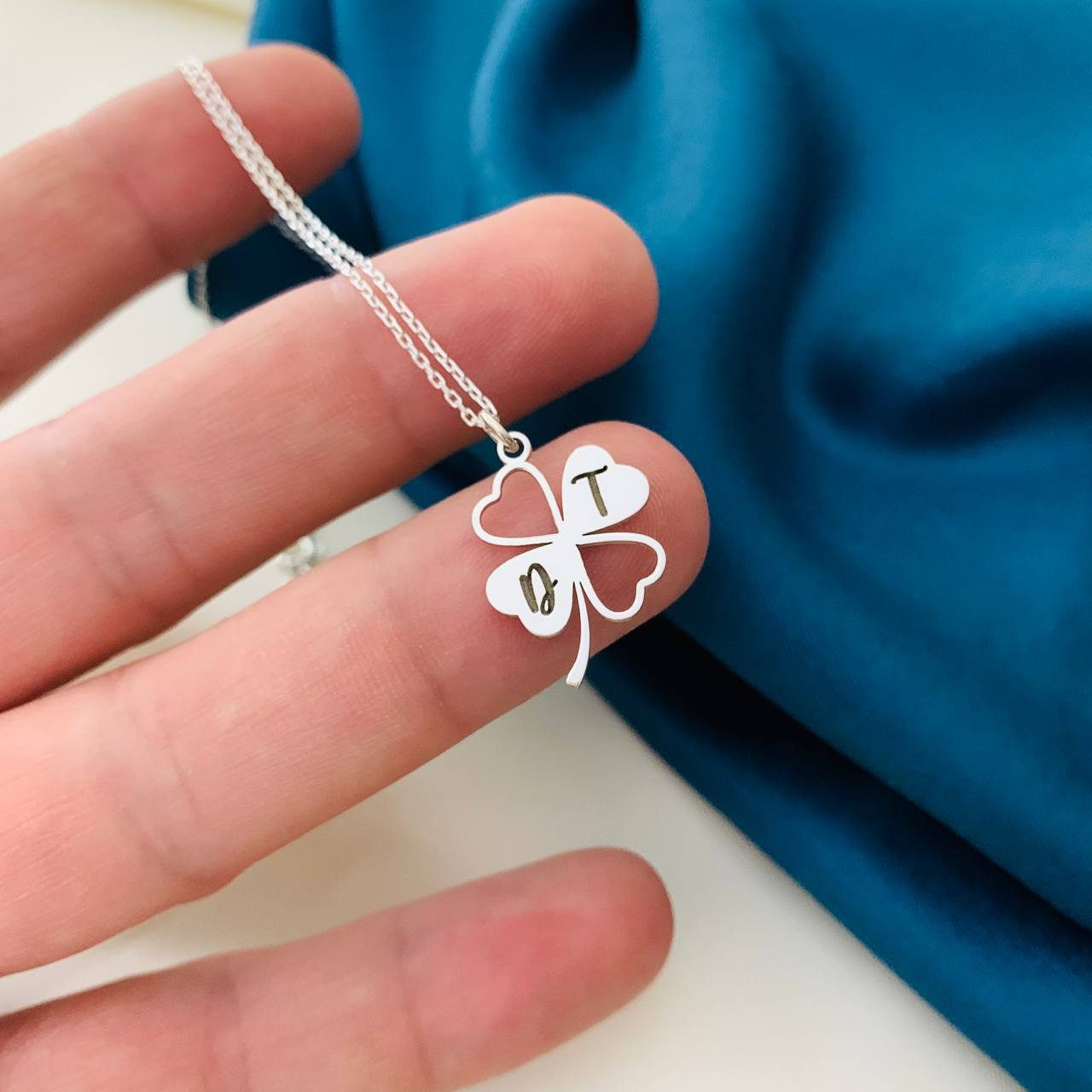 Shamrock Necklace, 925 Sterling Silver Shamrock Necklace, Lucky Shamrock Necklace, Shamrock Necklace with Name, Clover Necklaces for Women
