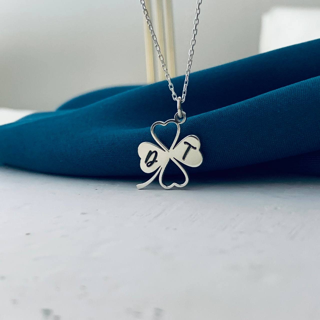 Shamrock Necklace, 925 Sterling Silver Shamrock Necklace, Lucky Shamrock Necklace, Shamrock Necklace with Name, Clover Necklaces for Women