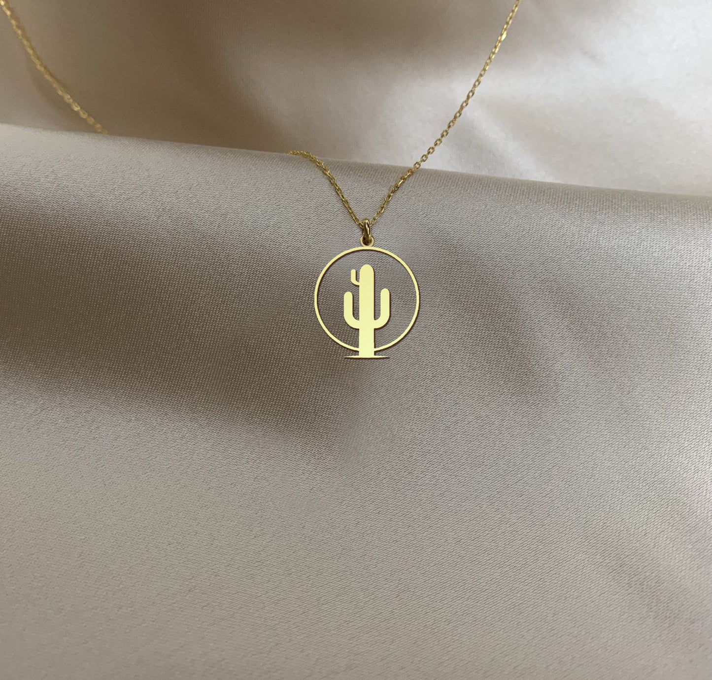 Gold Cactus Necklace, Silver Cactus Charm Necklace, Desert Jewelry, Desert Vibes Cactus Necklace, Minimalist Design Necklace, Gift for Her