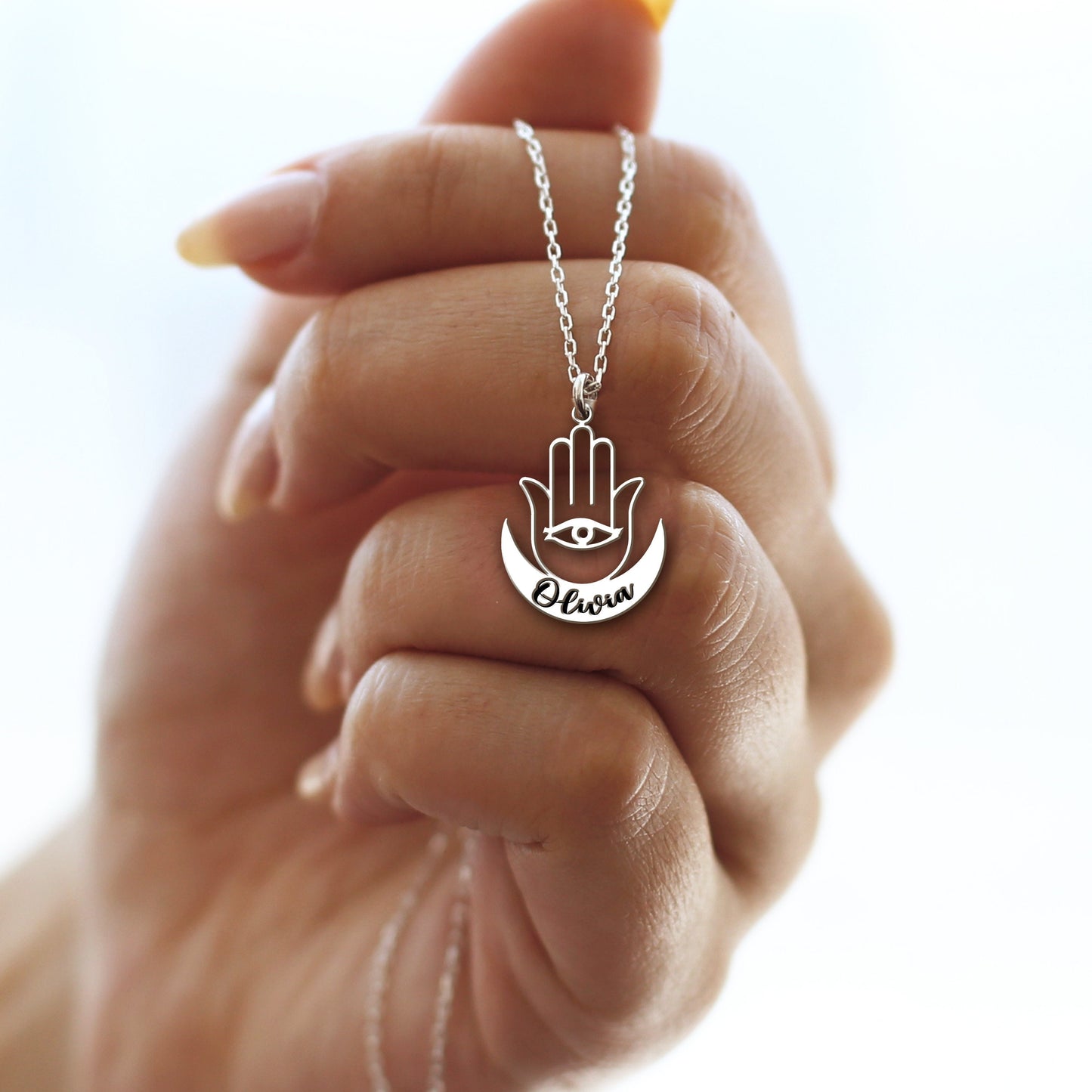 Hamsa Necklace, Sterling Silver Hamsa Pendant, Hamsa Charm, Protection Necklace, Spiritual Necklace, Good Luck Necklace, Evil Eye Necklace