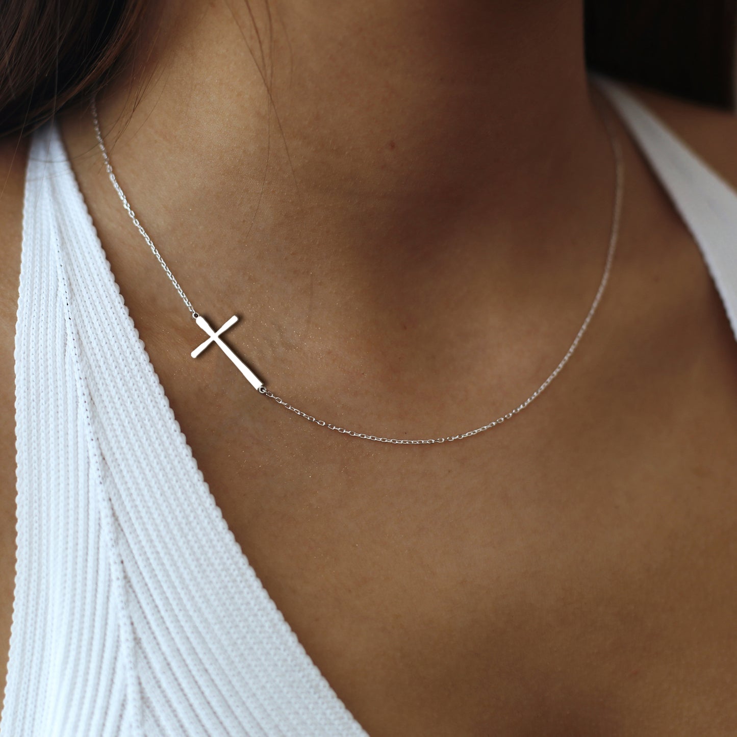 Cross Necklace, Sideways Cross Necklace