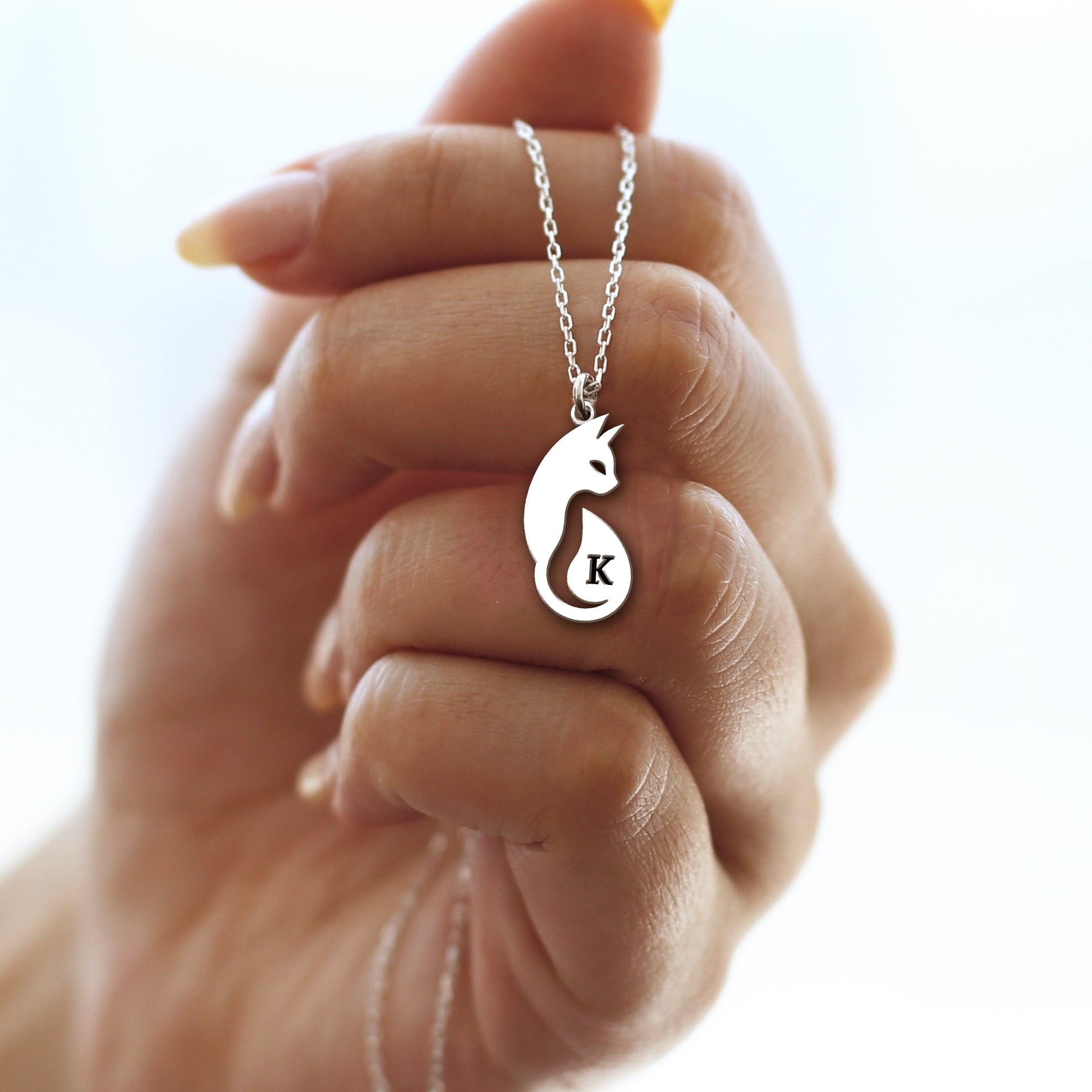 Cat Necklace, Personalized Cat Silhouette Necklace, Engraved Cat Silhouette Jewelry, Cat Memorial Gift, Cat Lovers Necklace, Cat Mom Gift