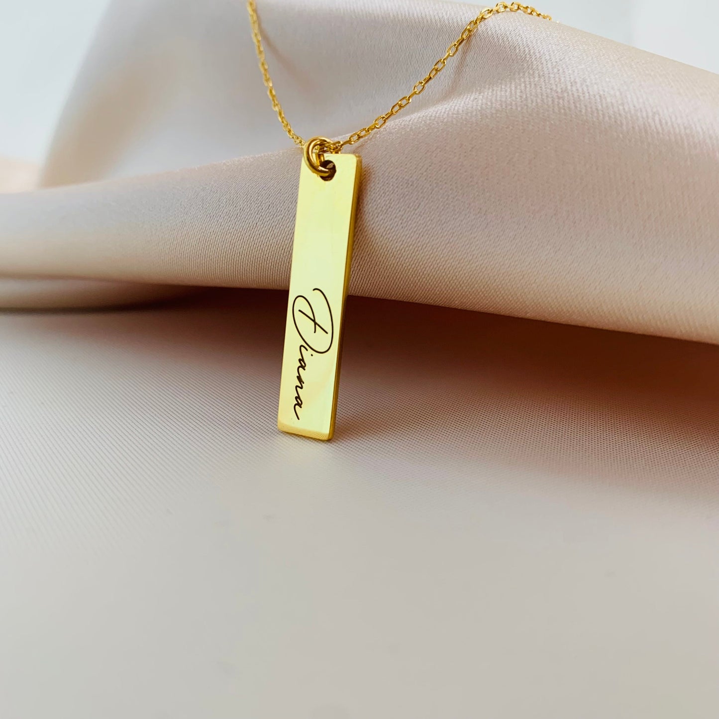 Personalized Bar Silver Name Necklace, Bar Necklace for Women, Mini Bar Necklace for Initials, Nameplate, Date Bar Necklace, Birthday Gift
