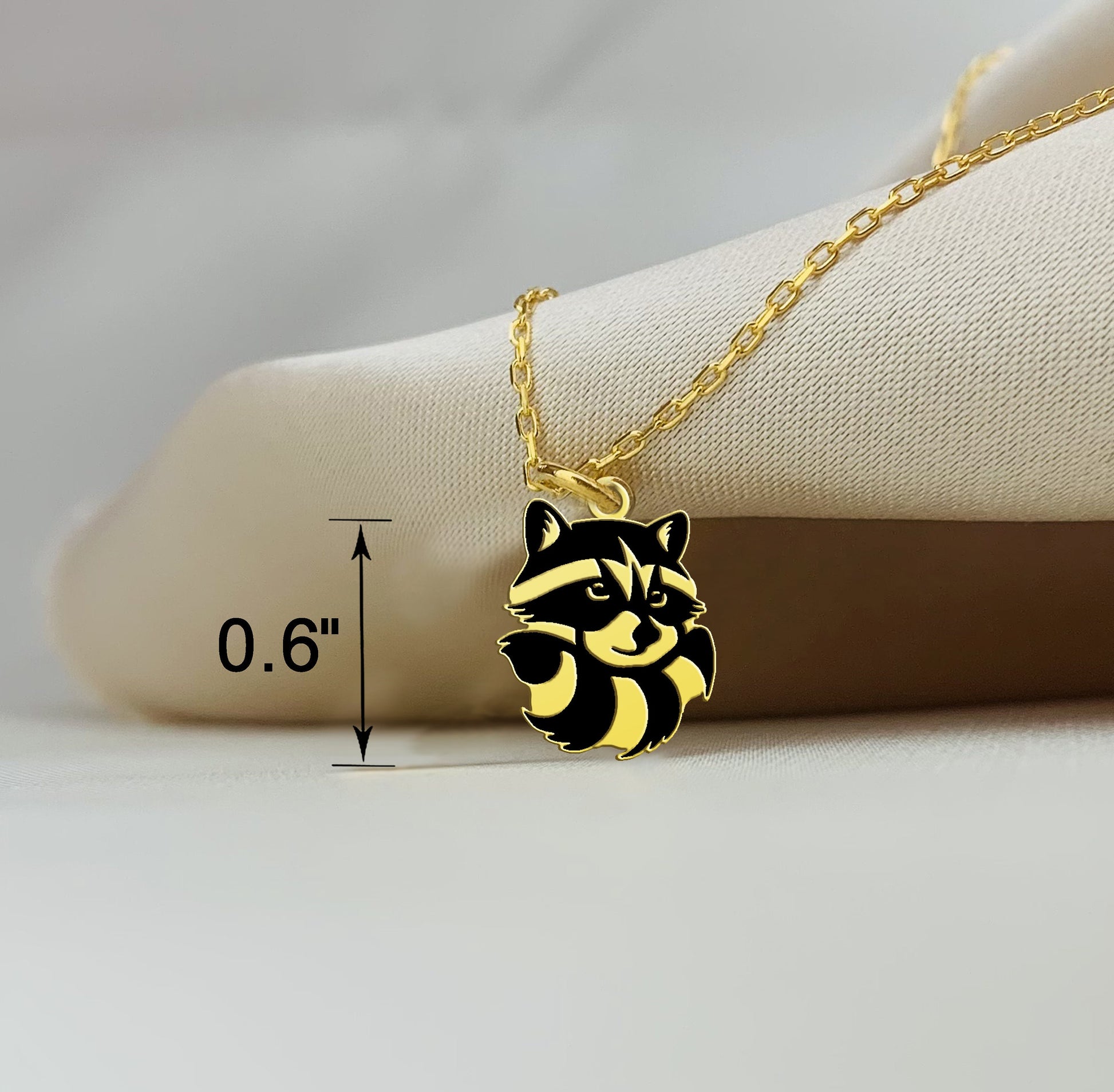 Sterling Silver Raccoon Necklace, Raccoon Charm Necklace, Engraved Raccoon Necklace, Animal Jewelry, Dainty Necklace, Gift for Her