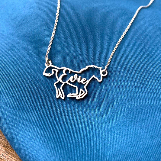 Horse Necklace, Horse Necklace for Woman, Horse Name Necklace, Custom Horse Necklace, Horse Memorial Gift, Horse necklace remember