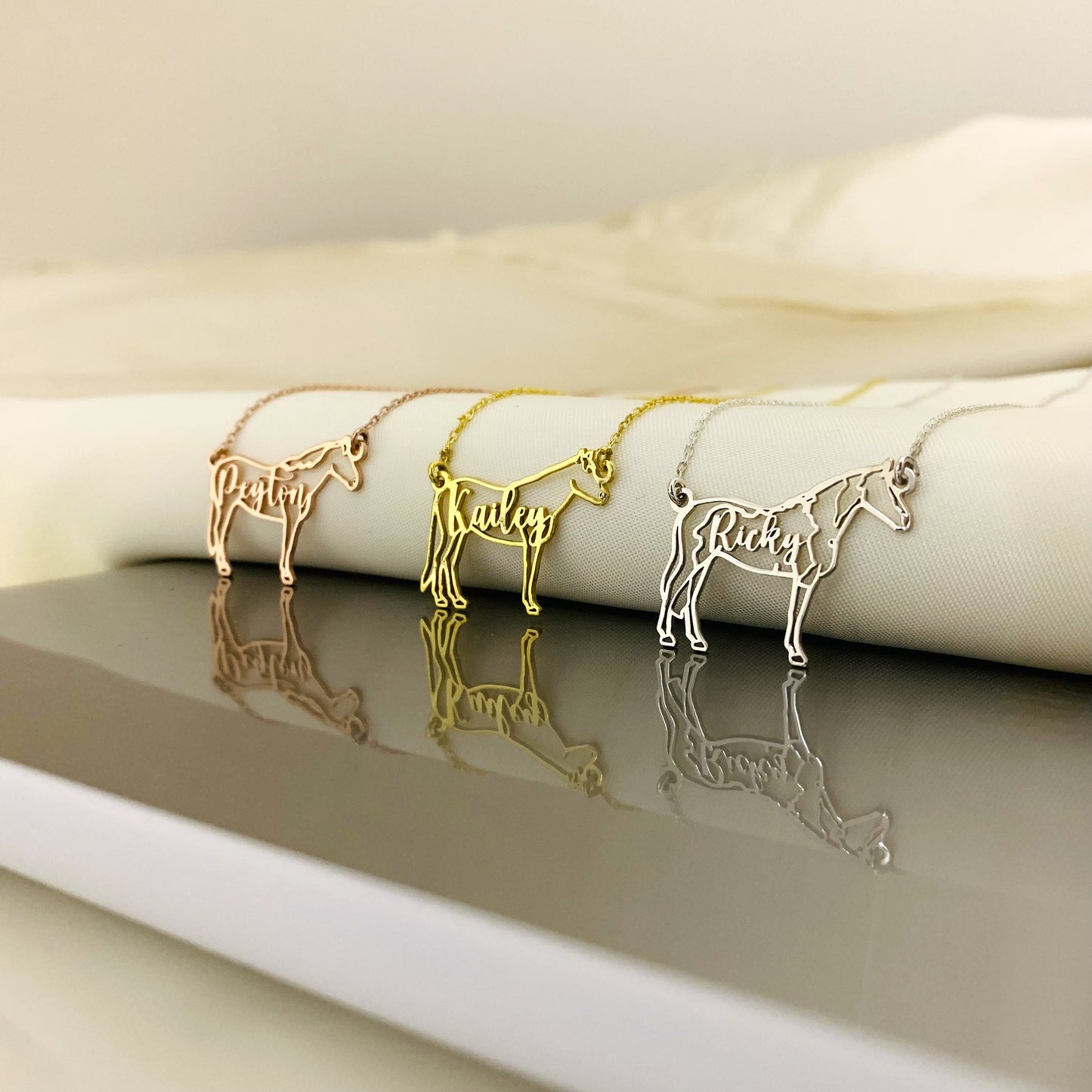 Horse Necklace, Personalized Horse Name Necklace, Horse Memorial Gift, Horse Necklace for Woman, Horse Riding Gift, Horse Jockey Gift