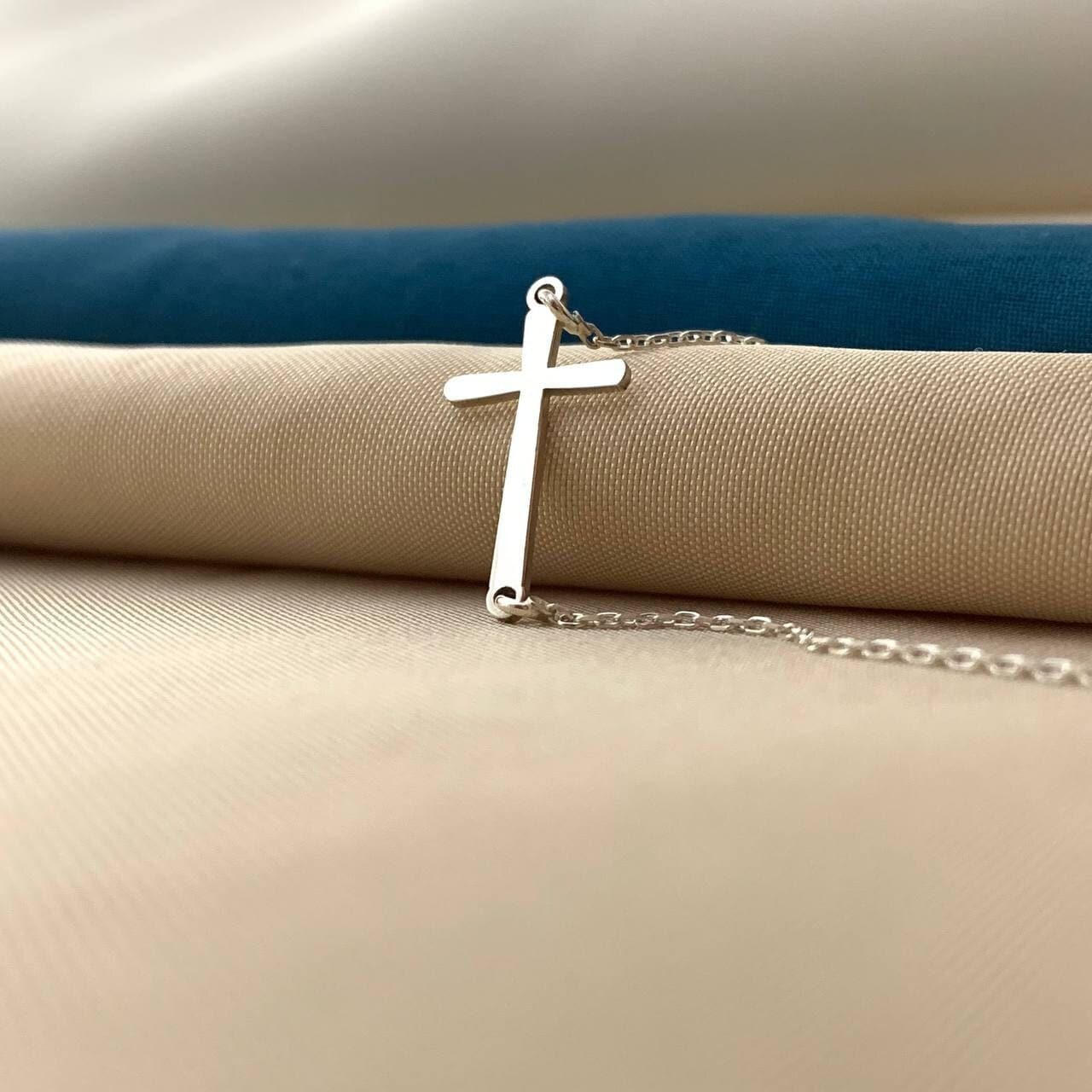 Cross Necklace, Sideways Cross Necklace, Sideways Necklace, Cross Necklace for Women, Christian Necklace, Religious Jewelry