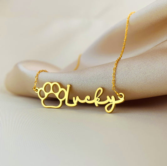Custom Paw Necklace with Name, Paw name necklace, Animal Pet Memorial Gift, Personalized Pet Necklace Cat and Dog Pet Memorial Gift for her