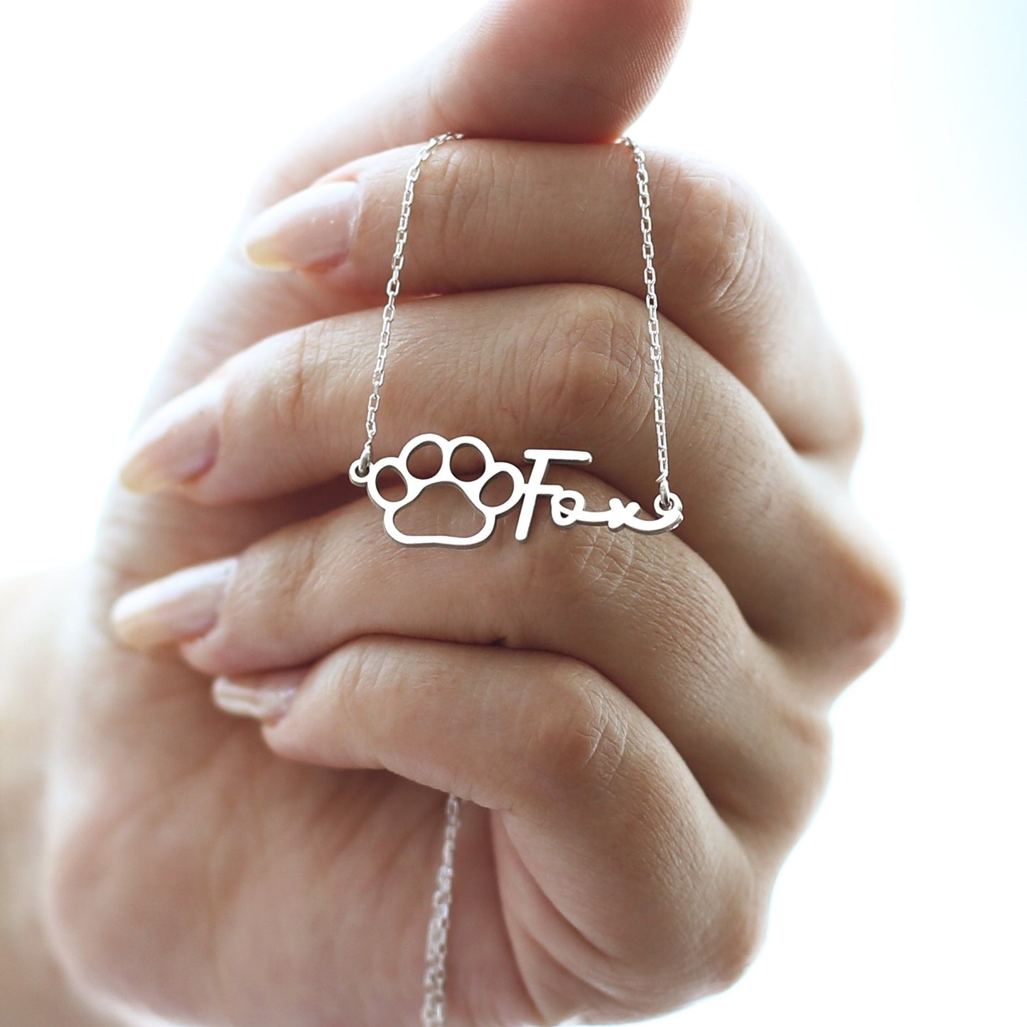 Paw Name Necklace - Pet memorial gift - Dog Name Necklace - Cat Name Necklace - Pet Name Necklace - Personalized Gift, Birthday Gift For Her