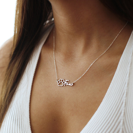Paw Name Necklace - Pet memorial gift - Dog Name Necklace - Cat Name Necklace - Pet Name Necklace - Personalized Gift, Birthday Gift For Her