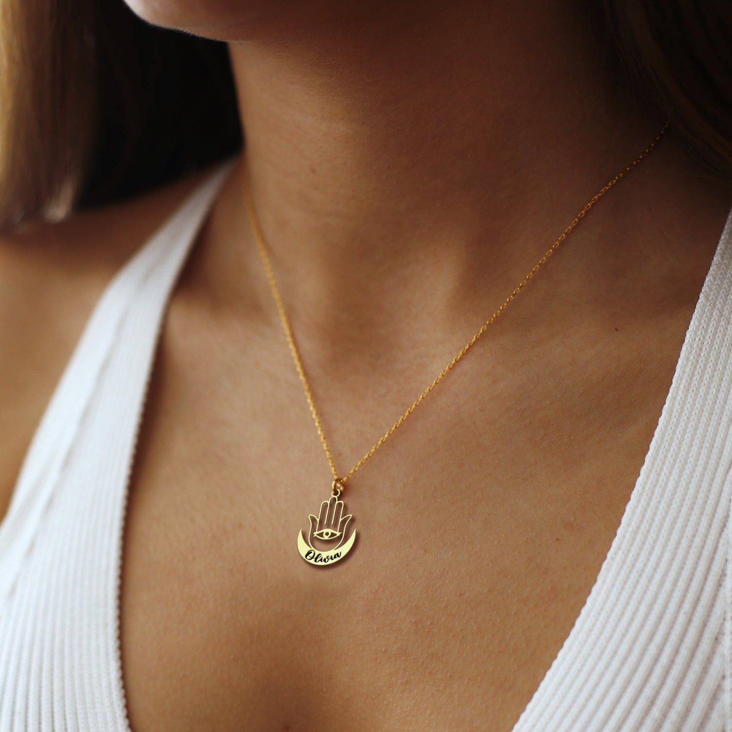 Hamsa Necklace, Sterling Silver Hamsa Pendant, Hamsa Charm, Protection Necklace, Spiritual Necklace, Good Luck Necklace, Evil Eye Necklace
