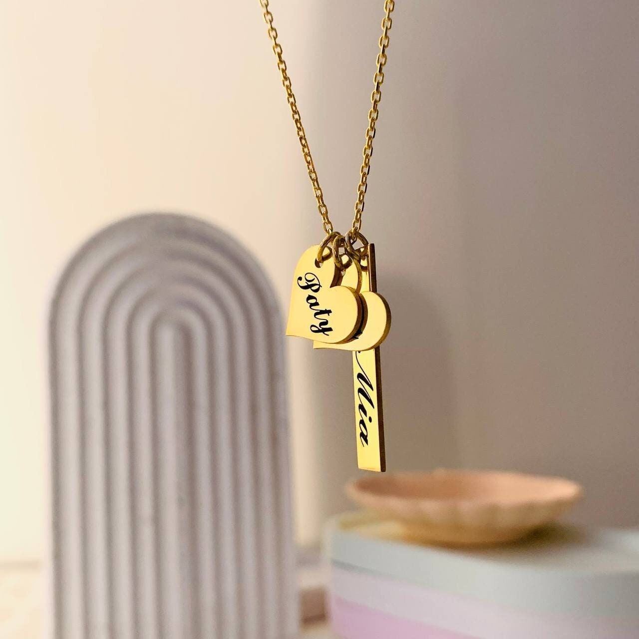 Personalized Vertical Bar Necklace, Silver Multiple Bar Name Necklace, Bar Engraved Necklace, Necklace for Family, Mothers Day Gift