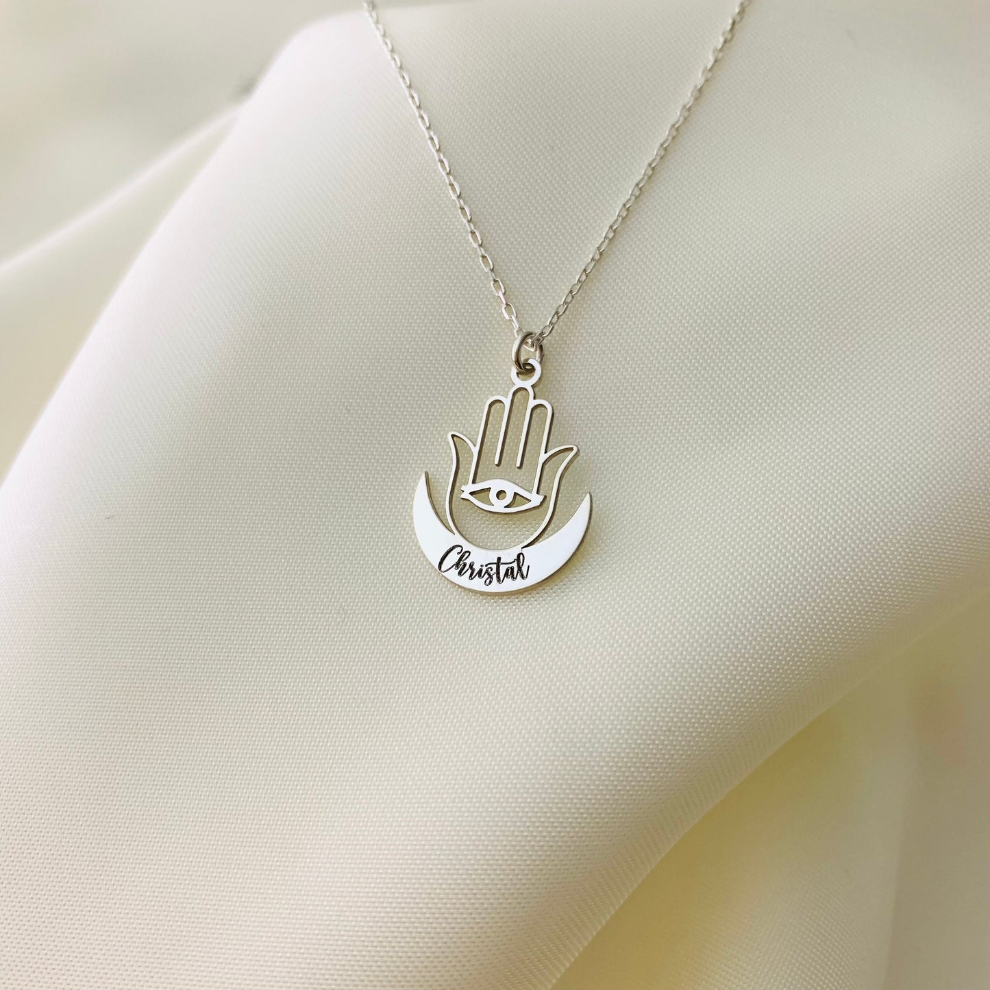 Hamsa Necklace, Sterling Silver Hamsa Pendant, Hamsa Charm, Protection Necklace, Spiritual Necklace, Good Luck Necklace, Evil Eye Necklace