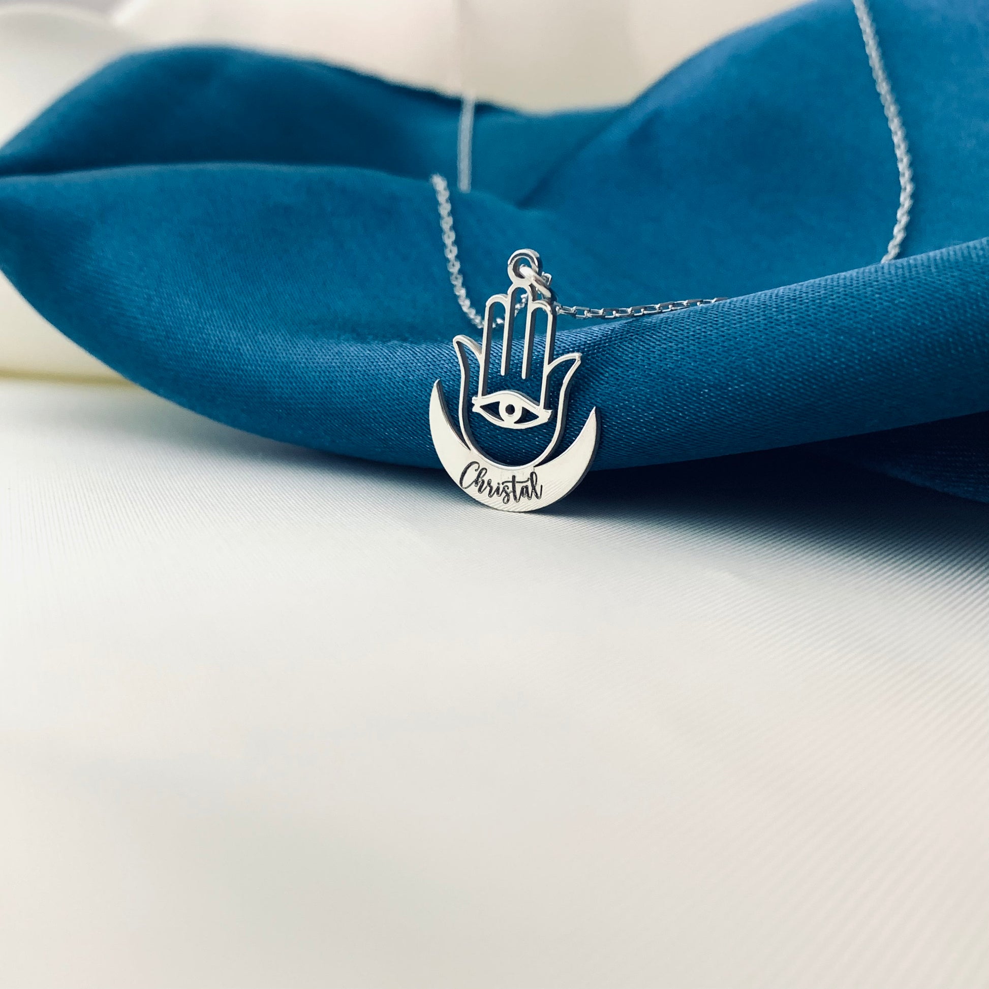 Hamsa Necklace, Sterling Silver Hamsa Pendant, Hamsa Charm, Protection Necklace, Spiritual Necklace, Good Luck Necklace, Evil Eye Necklace
