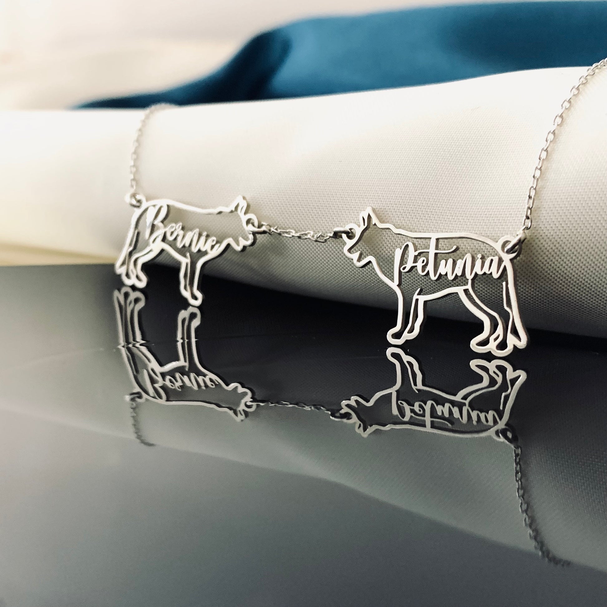 Custom Multiple Dog Name Necklace, Multiple 2 piece set 3 piece set Dogs on one Chain, Dog Memorial Necklace for Woman, Gift for Dog Mom