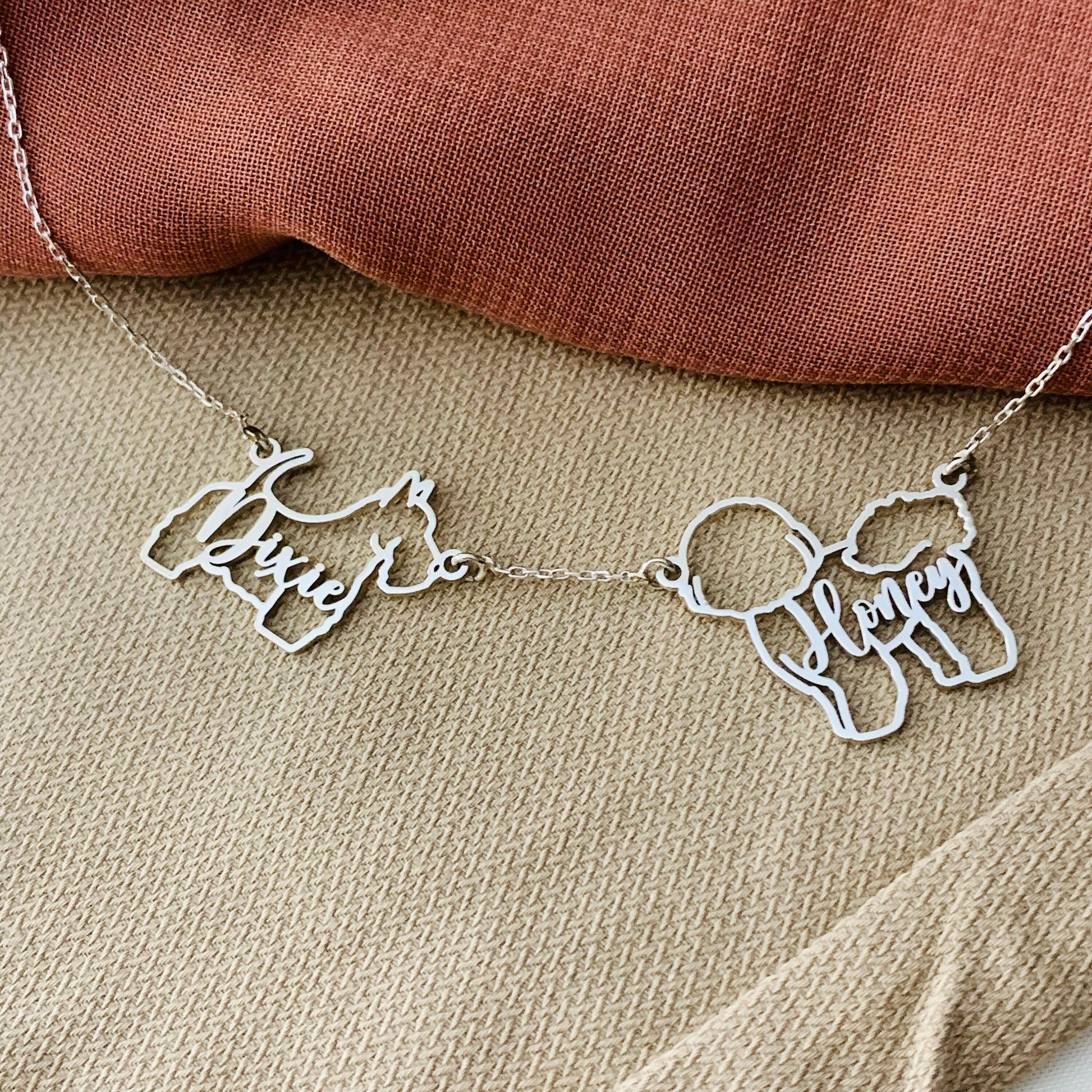 Custom Multiple Dog Name Necklace, Multiple 2 piece set 3 piece set Dogs on one Chain, Dog Memorial Necklace for Woman, Gift for Dog Mom