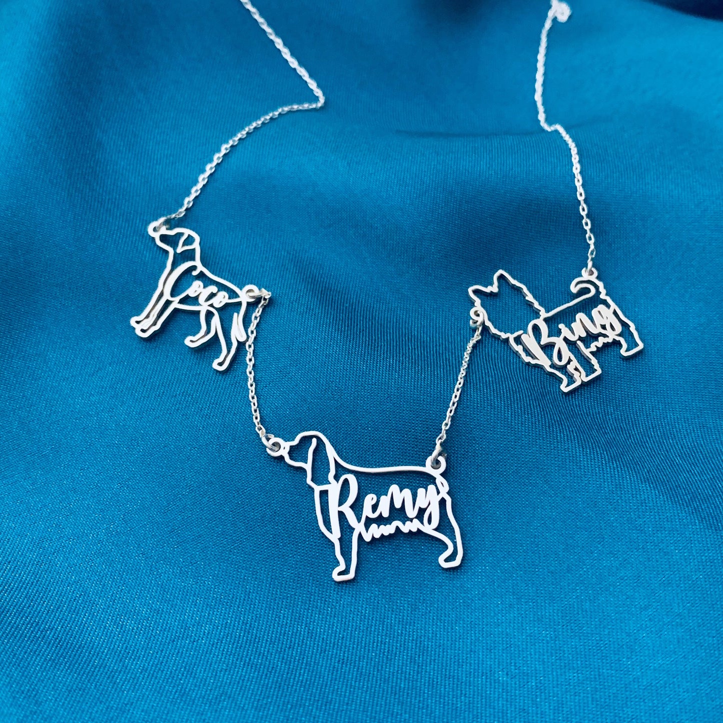 Custom Multiple Dog Name Necklace, Multiple 2 piece set 3 piece set Dogs on one Chain, Dog Memorial Necklace for Woman, Gift for Dog Mom