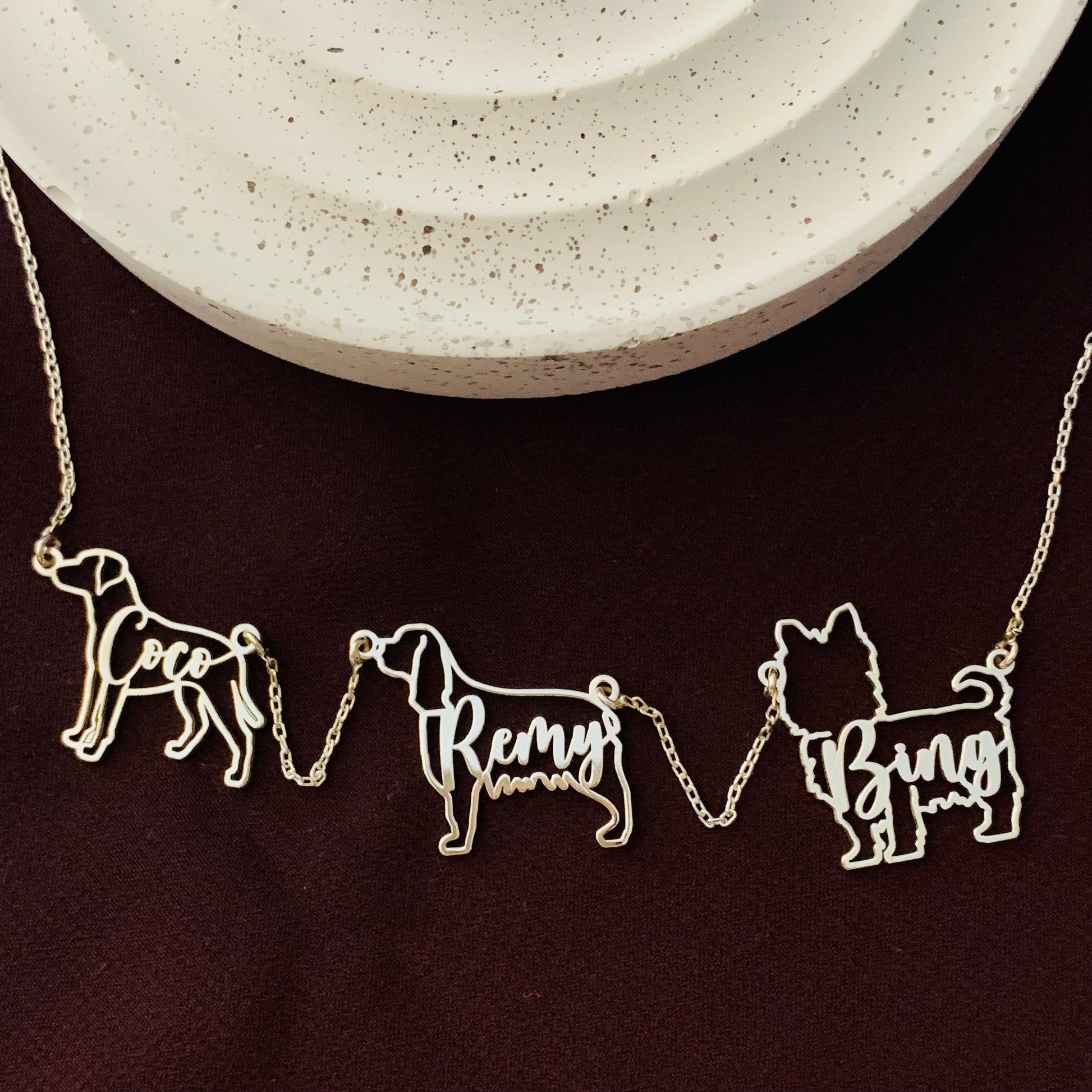 Custom Multiple Dog Name Necklace, Multiple 2 piece set 3 piece set Dogs on one Chain, Dog Memorial Necklace for Woman, Gift for Dog Mom