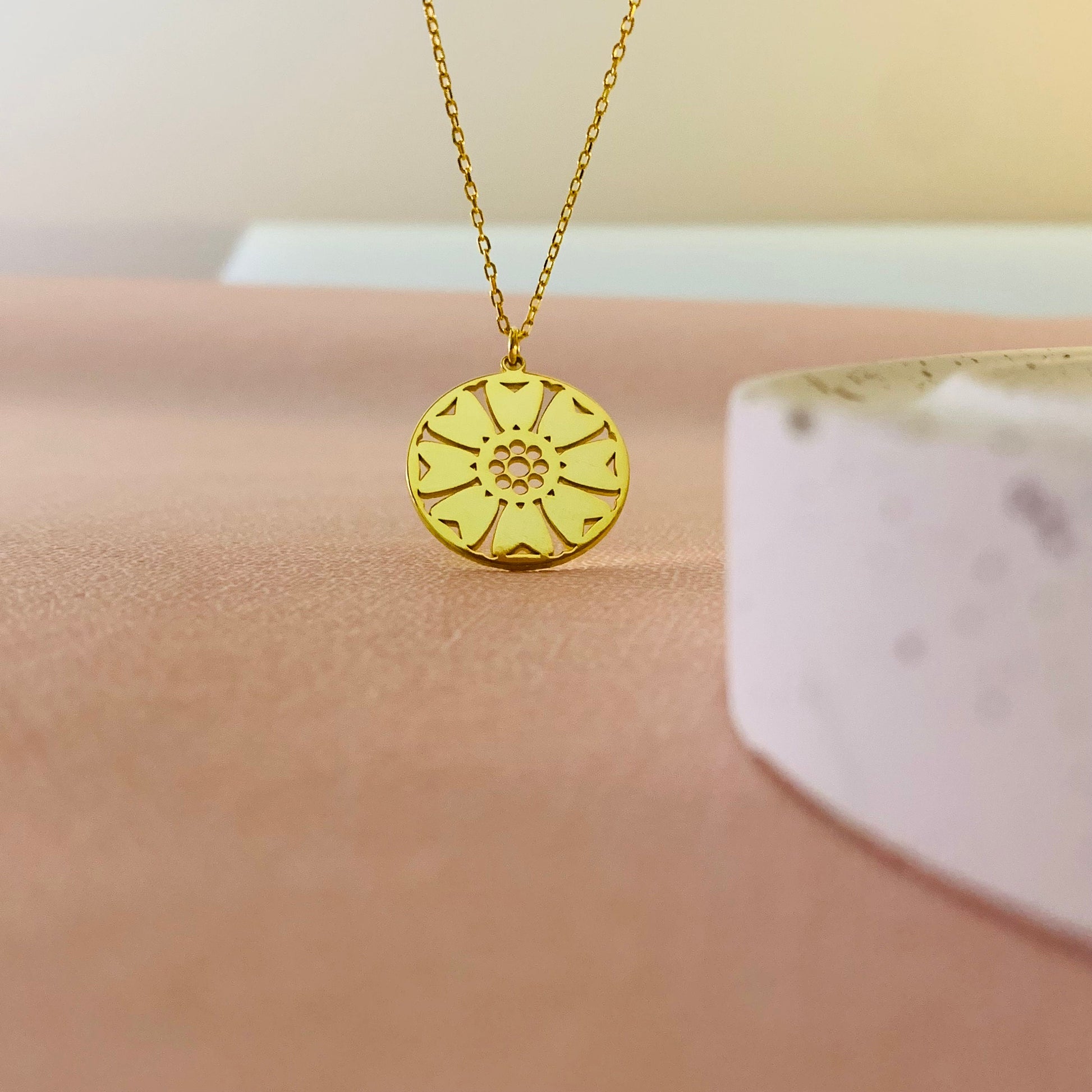 8 Petal Lotus Necklace, Eight Petal Lotus, Lotus Flower Necklace, 14K Gold Lotus Pendant, Protection Necklace, Chakra Necklace