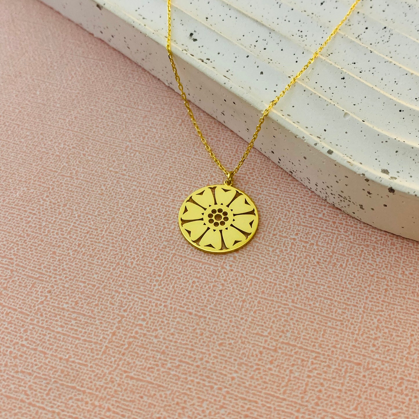 8 Petal Lotus Necklace, Eight Petal Lotus, Lotus Flower Necklace, 14K Gold Lotus Pendant, Protection Necklace, Chakra Necklace