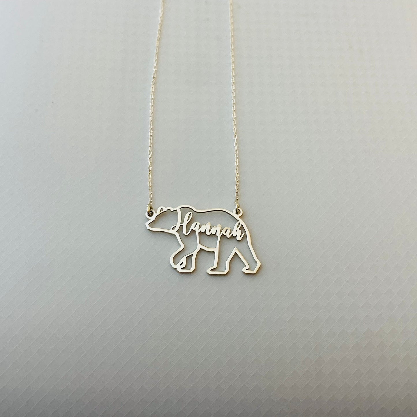 Bear Necklace with Name, Bear Necklace in Sterling Silver, Bear Necklace for Woman, Bear Charm Jewelry, Animal Charm
