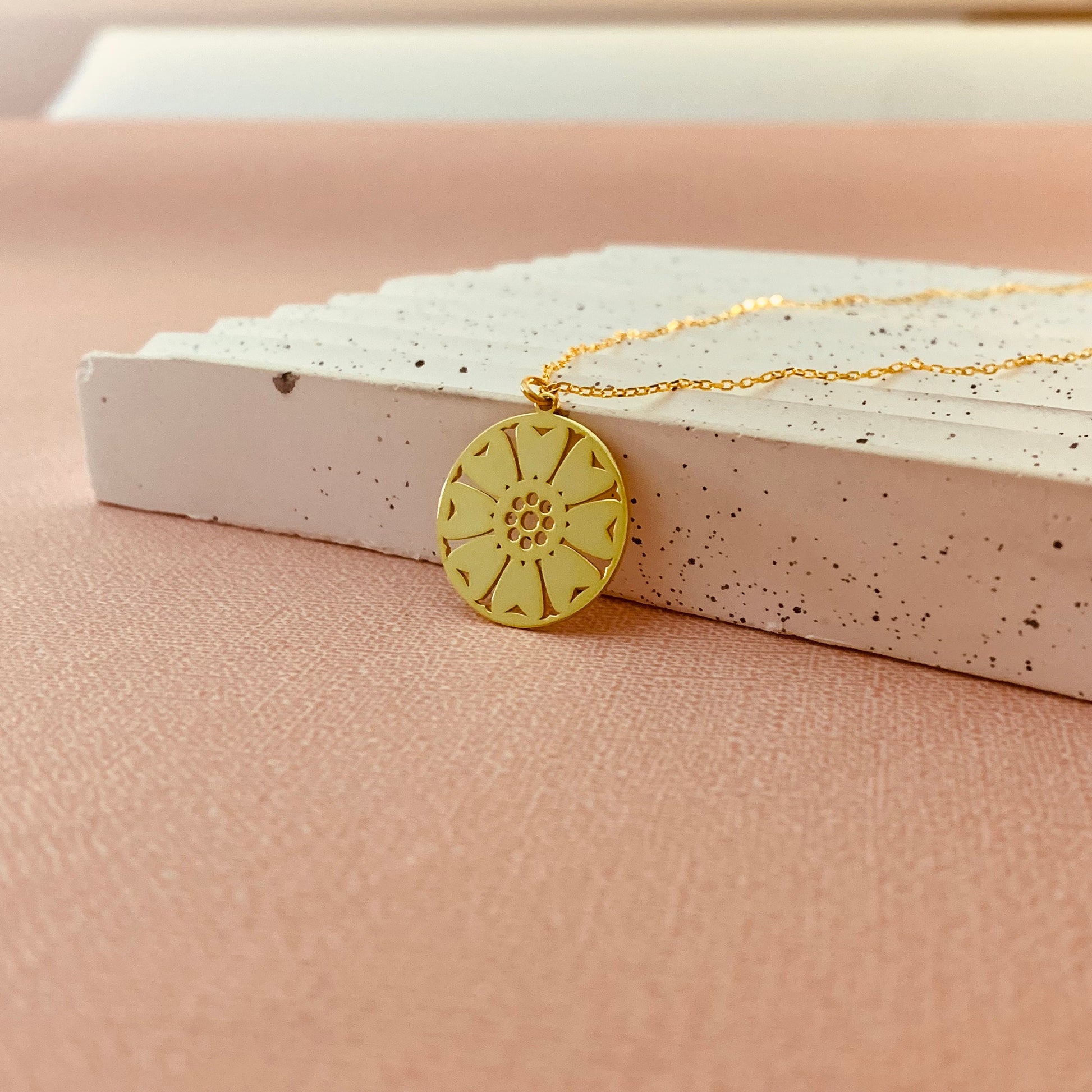 8 Petal Lotus Necklace, Eight Petal Lotus, Lotus Flower Necklace, 14K Gold Lotus Pendant, Protection Necklace, Chakra Necklace