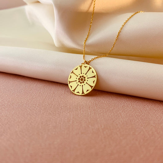 8 Petal Lotus Necklace, Eight Petal Lotus, Lotus Flower Necklace, 14K Gold Lotus Pendant, Buddhist, Protection Necklace, Chakra Necklace