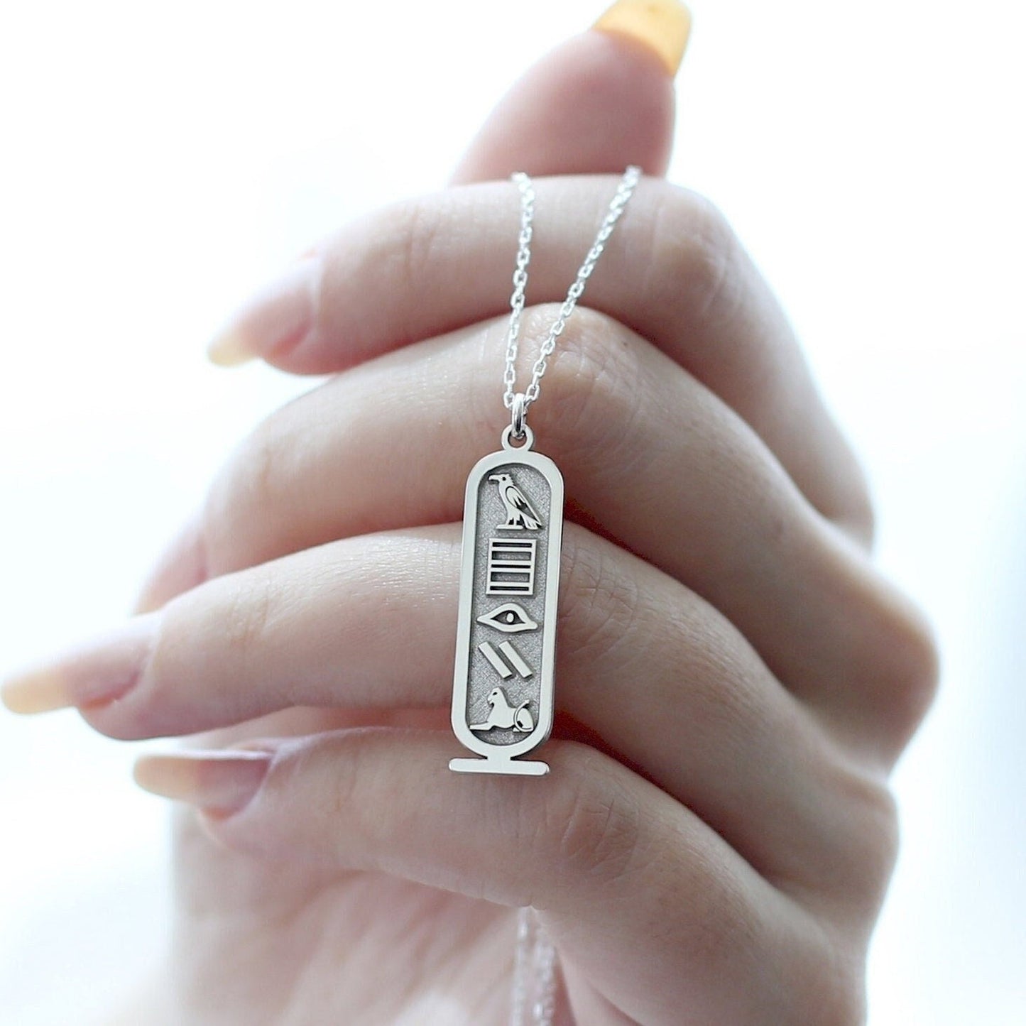Cartouche Egyptian Hieroglyphic Name Necklace 925 Sterling Silver