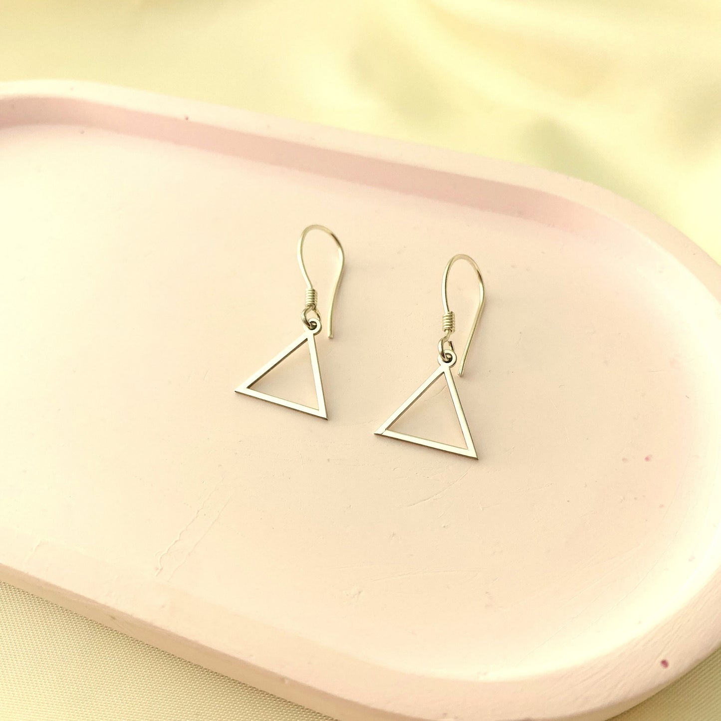 Open Triangle Dangle Earrings, Minimalist Geometric Drop Earrings, Simple Wire Earrings, Everyday Jewelry for Women, Modern Gift for Her